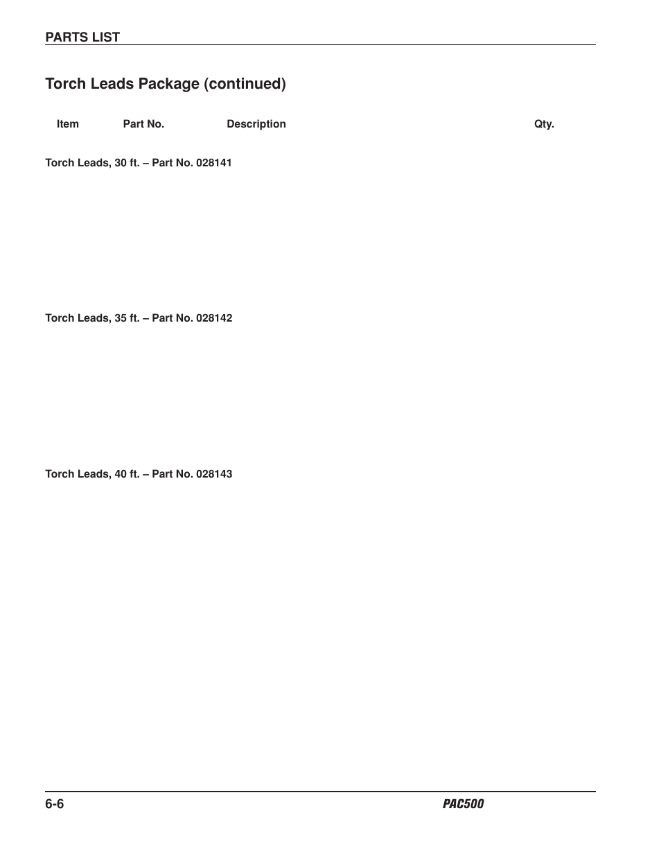 Torch leads package (continued) | Hypertherm PAC500 Water Injection Plasma Cutting System User Manual | Page 67 / 96