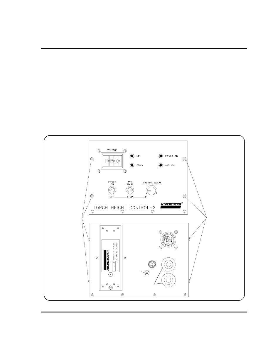 Figure 1-2, Thc-2 control module front and rear views -3, Installation - to cutting machine & torch lifter | Thc-2 torch height control | Hypertherm THC2 Torch Height Control User Manual | Page 11 / 41