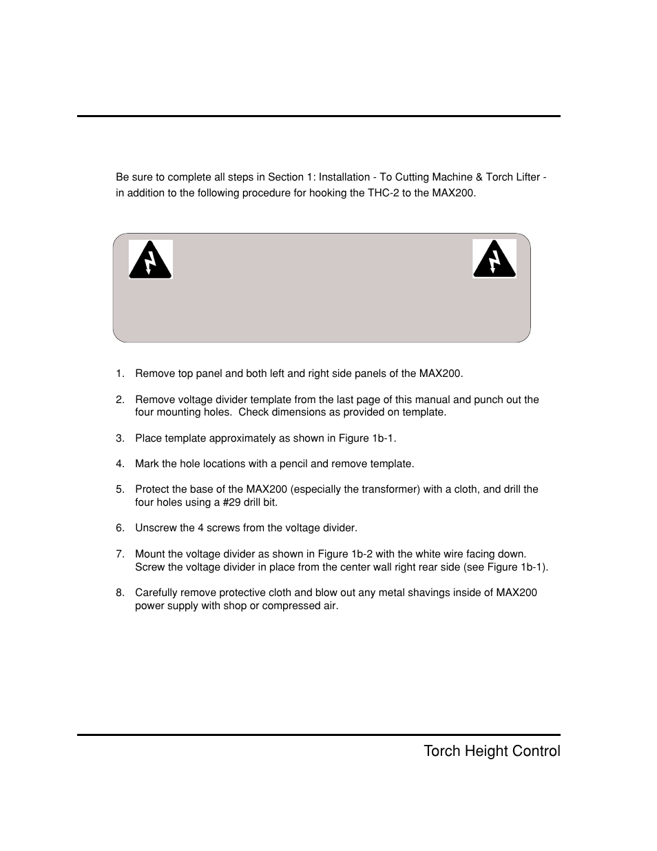 Mount the voltage divider to max200 b-2, Installation - max200, Thc-2 torch height control | Mount the voltage divider to max200 | Hypertherm THC2 Torch Height Control User Manual | Page 18 / 41