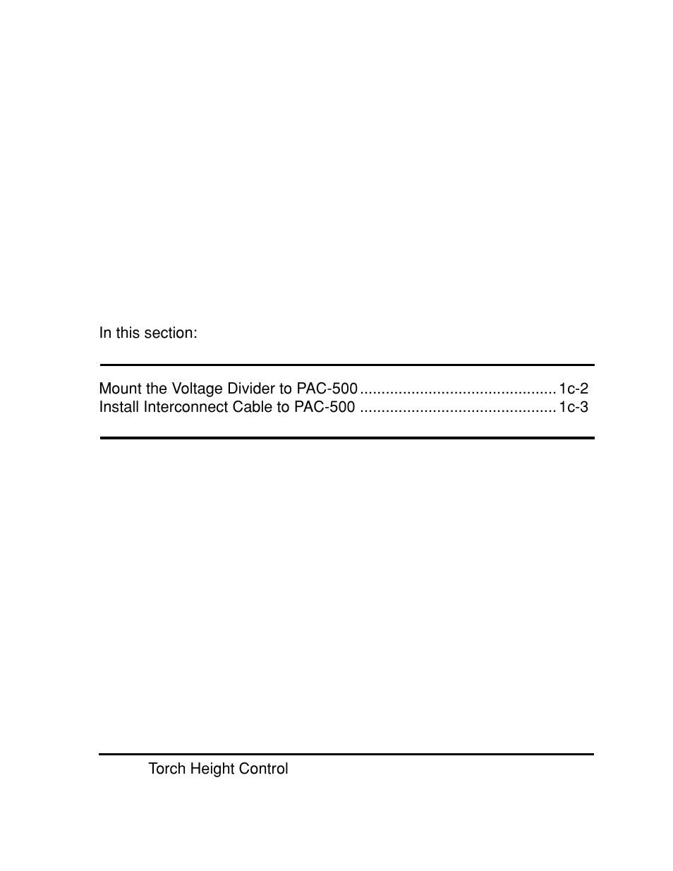 Section 1c installation - pac-500, Section 1c, Installation - pac-500 c-1 | Hypertherm THC2 Torch Height Control User Manual | Page 22 / 41