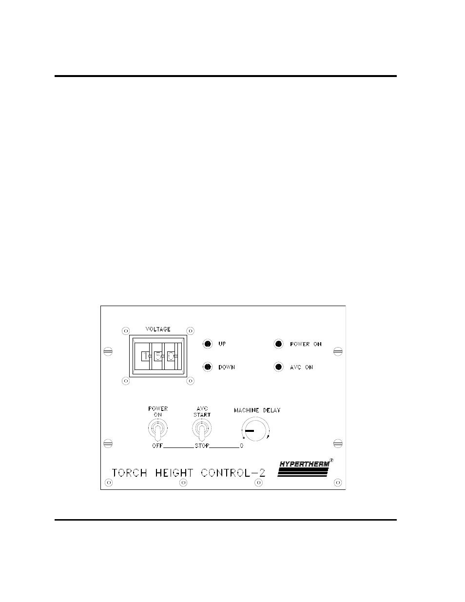 Description of controls and indicators -2, Figure 2-1, Thc-2 front panel -2 | Operation, Thc-2 torch height control, Description of controls and indicators | Hypertherm THC2 Torch Height Control User Manual | Page 30 / 41