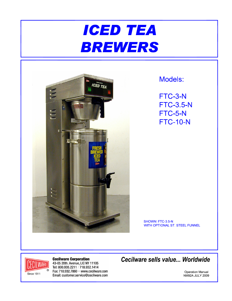 Cecilware FTC-3-N User Manual | 17 pages