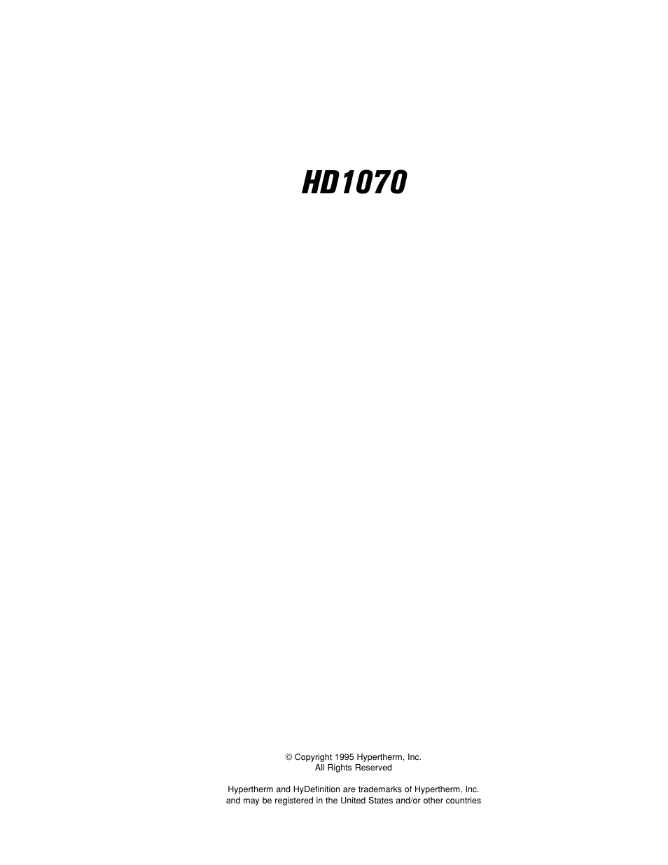 Hd1070, Product configuration manual pcm-189 | Hypertherm HD1070 Product Configuration User Manual | Page 2 / 28