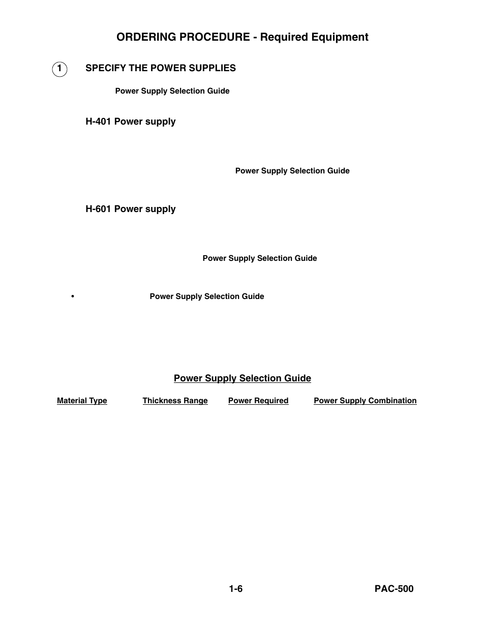 Ordering procedure - required equipment -6, Power supplies -6, Ordering procedure - required equipment | Hypertherm PAC500 Product Configuration User Manual | Page 11 / 58