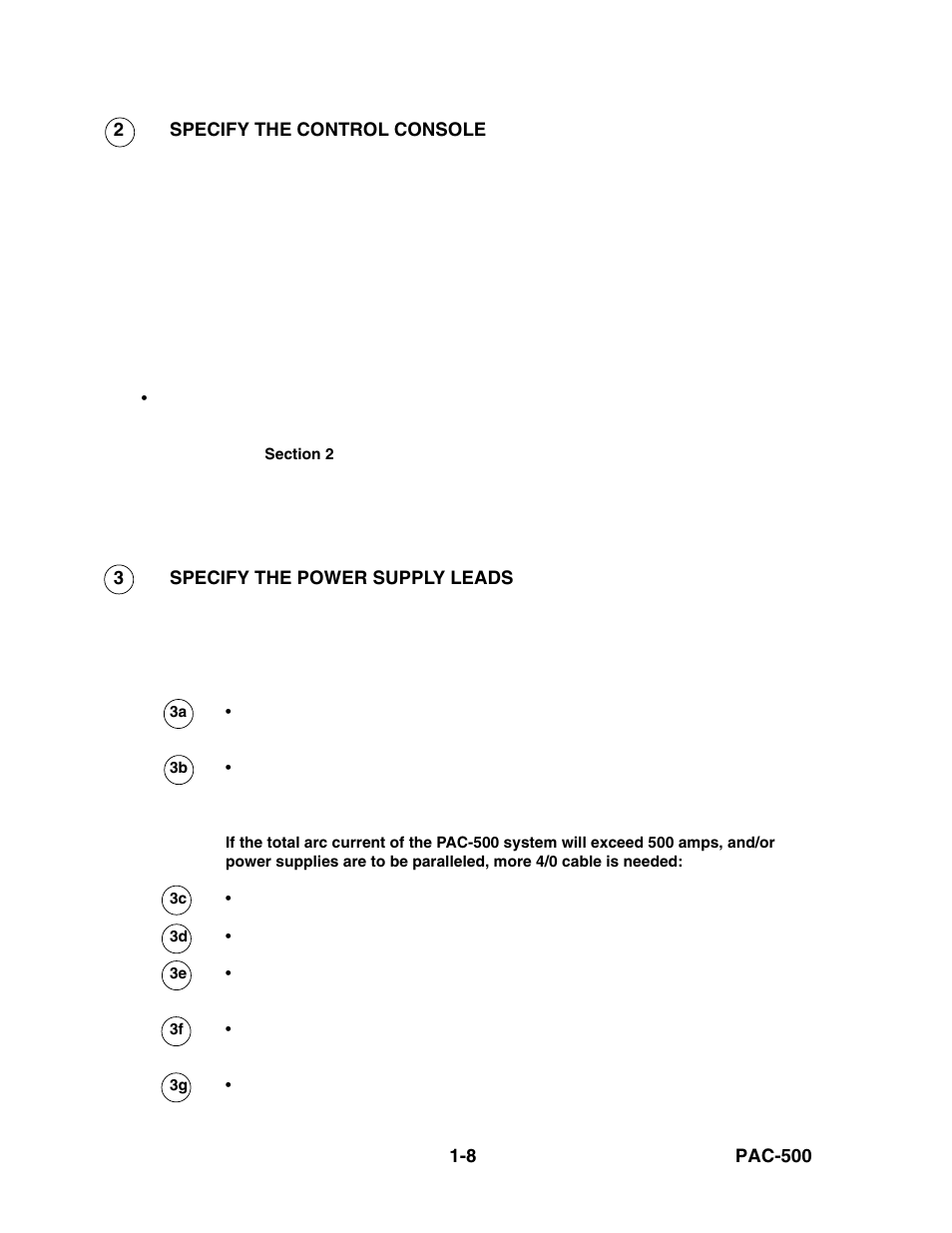 Control console -8, Power supply leads -8 | Hypertherm PAC500 Product Configuration User Manual | Page 13 / 58