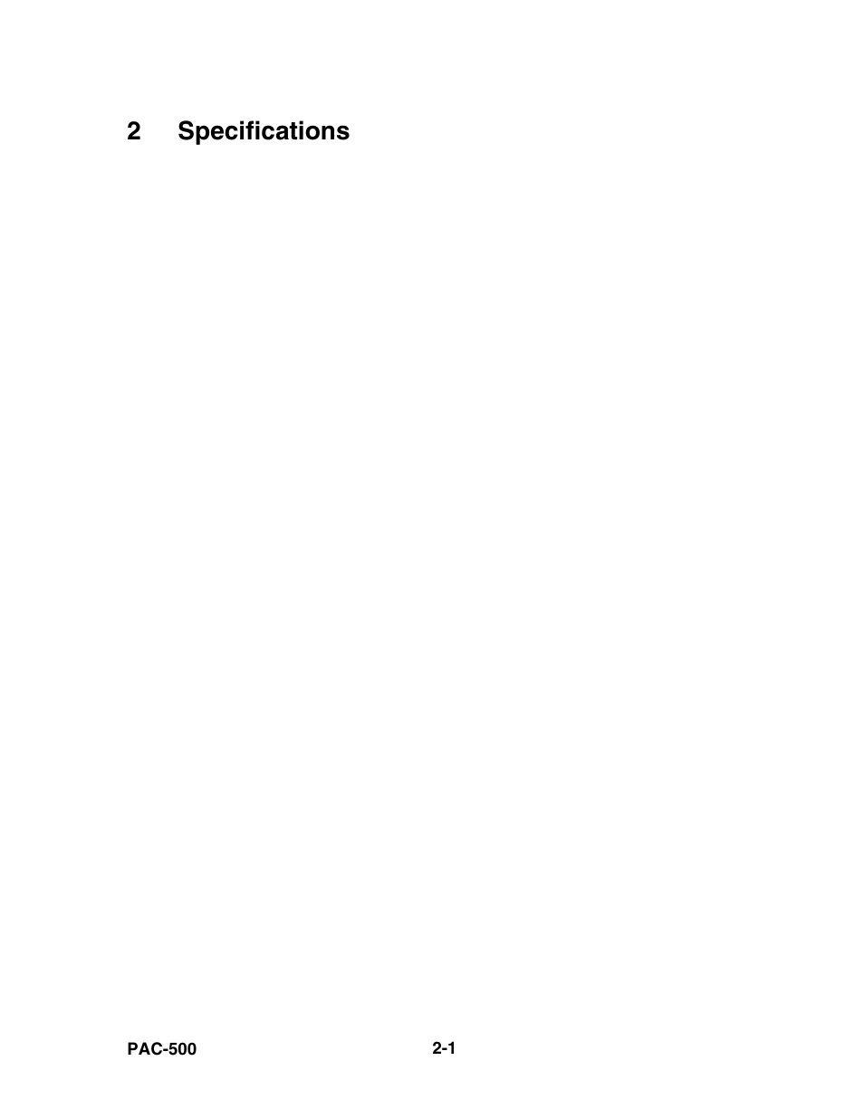 Specifications, Specifications -1, 2specifications | Hypertherm PAC500 Product Configuration User Manual | Page 40 / 58