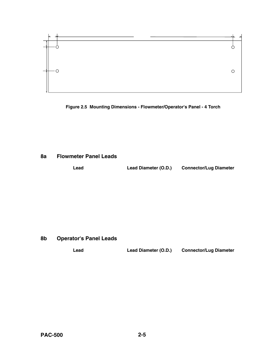 Figure 2.5, Flowmeter panel leads -5, Operator's panel leads -5 | Hypertherm PAC500 Product Configuration User Manual | Page 44 / 58