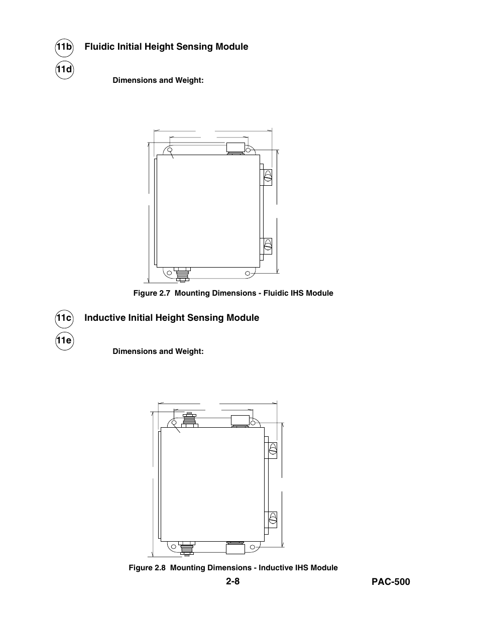 Figure 2.7, Mounting dimensions - fluidic ihs module -8, Figure 2.8 | Mounting dimensions - inductive ihs module -8 | Hypertherm PAC500 Product Configuration User Manual | Page 47 / 58