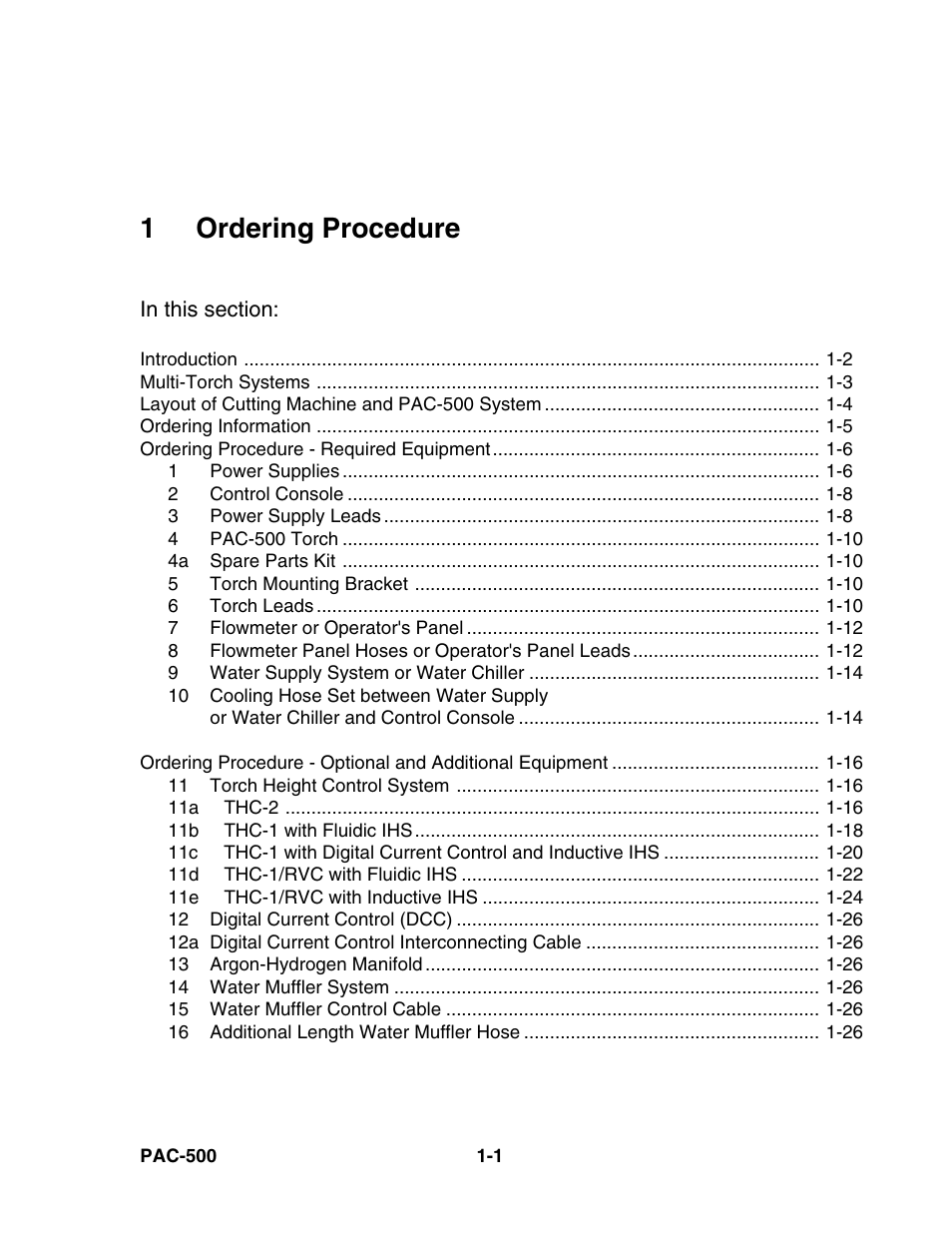 Ordering procedure, Ordering procedure -1, 1ordering procedure | Hypertherm PAC500 Product Configuration User Manual | Page 6 / 58