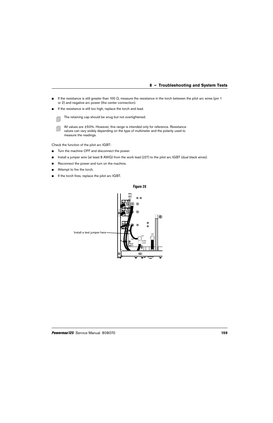 8 – troubleshooting and system tests, Figure 28 | Hypertherm Powermax125 Service Manua User Manual | Page 159 / 317