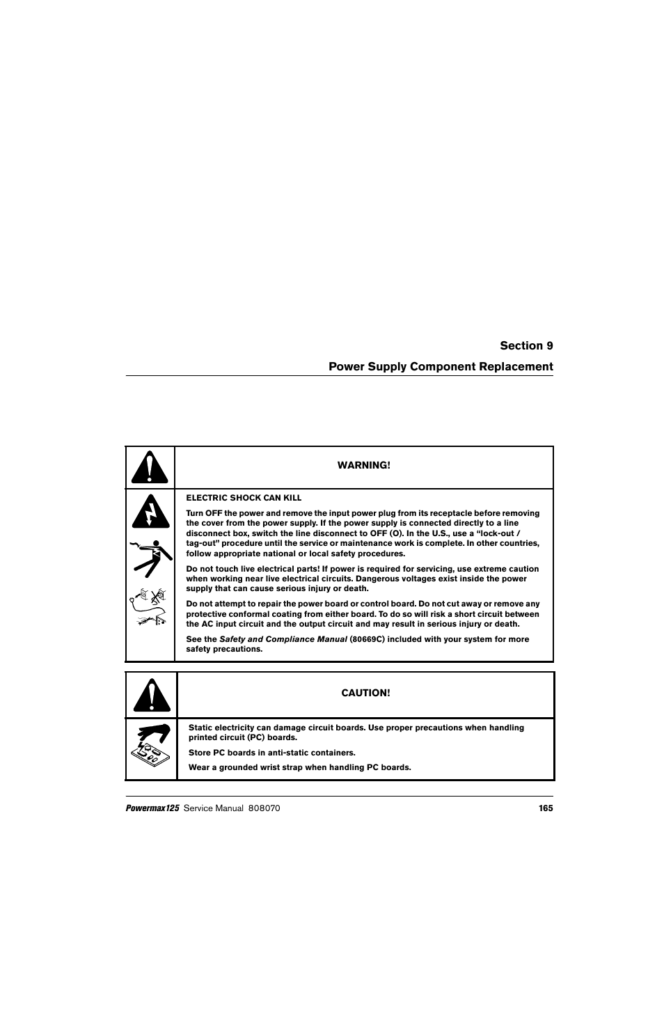 Power supply component replacement | Hypertherm Powermax125 Service Manua User Manual | Page 165 / 317