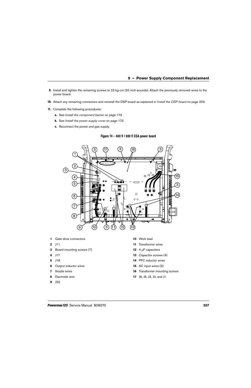 9 – power supply component replacement | Hypertherm Powermax125 Service Manua User Manual | Page 207 / 317