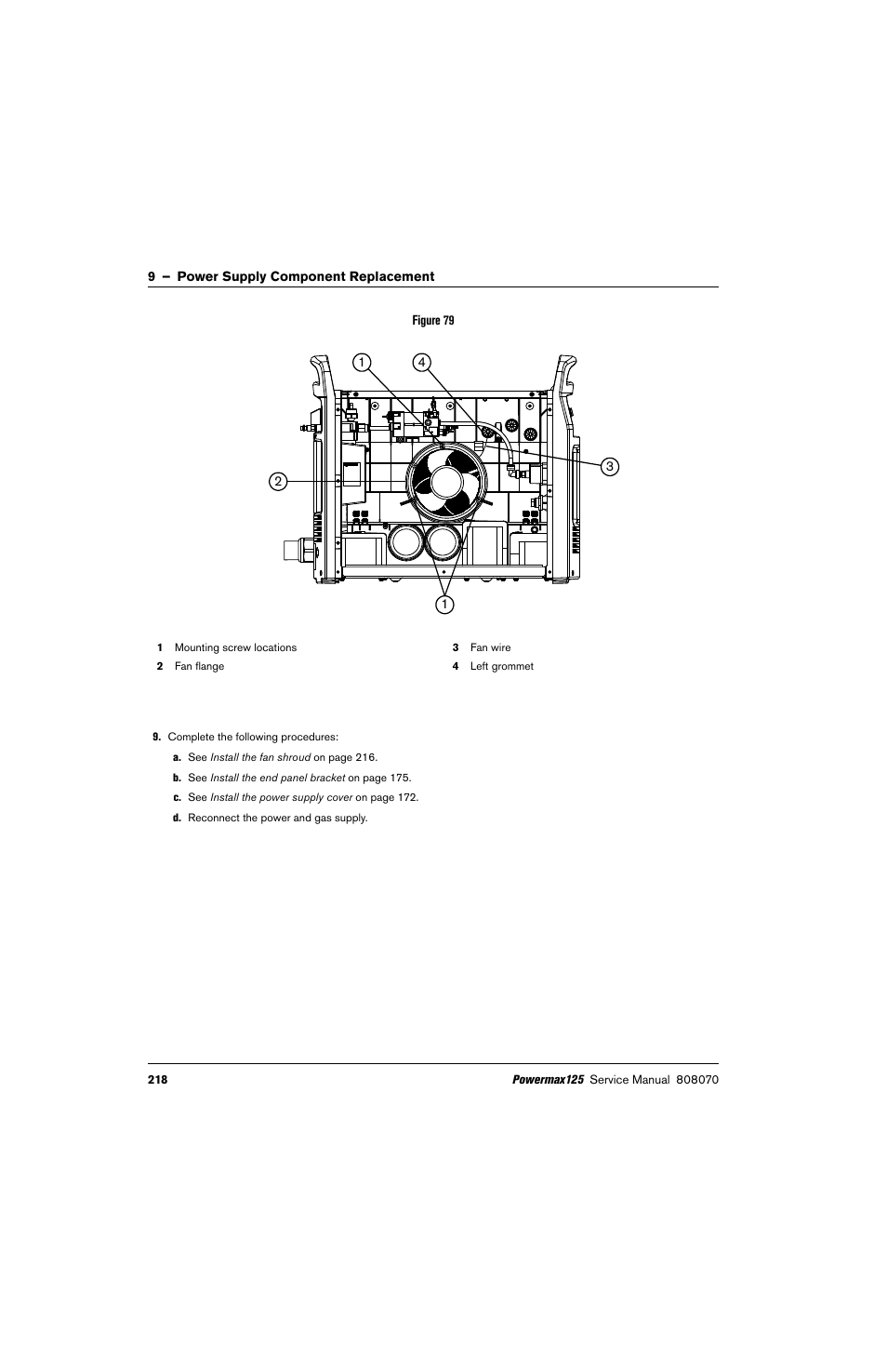 Figure 79 on, He fan (see figure 79 ) | Hypertherm Powermax125 Service Manua User Manual | Page 218 / 317