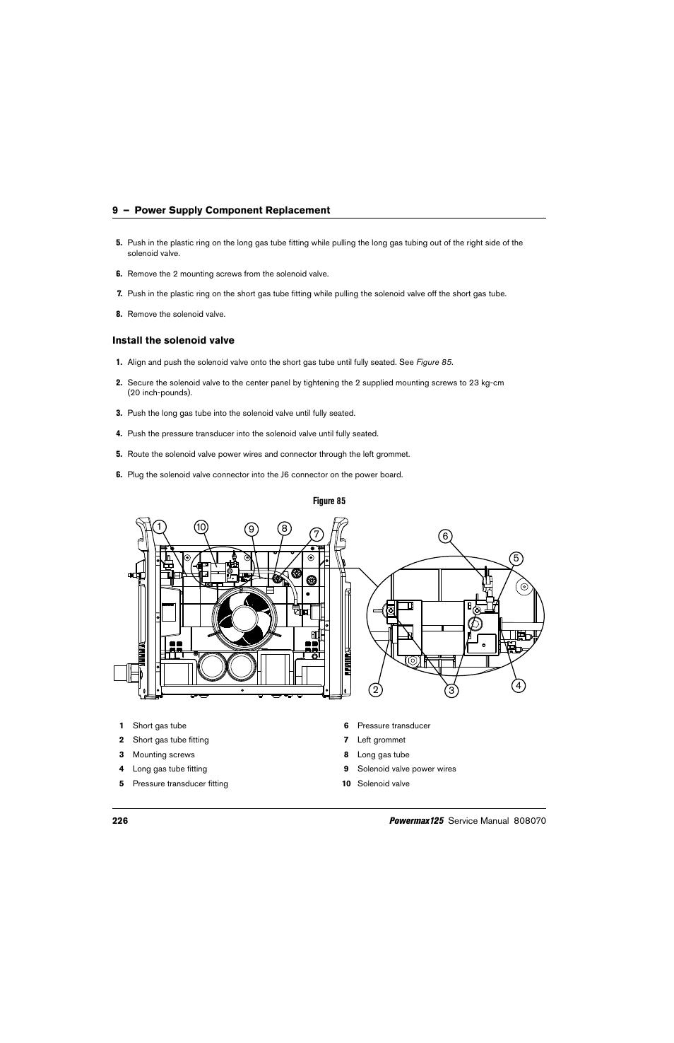 Install the solenoid valve | Hypertherm Powermax125 Service Manua User Manual | Page 226 / 317