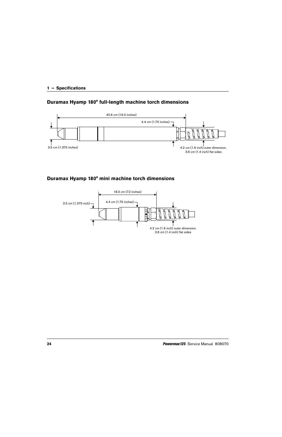 Duramax hyamp 180° mini machine torch dimensions | Hypertherm Powermax125 Service Manua User Manual | Page 24 / 317