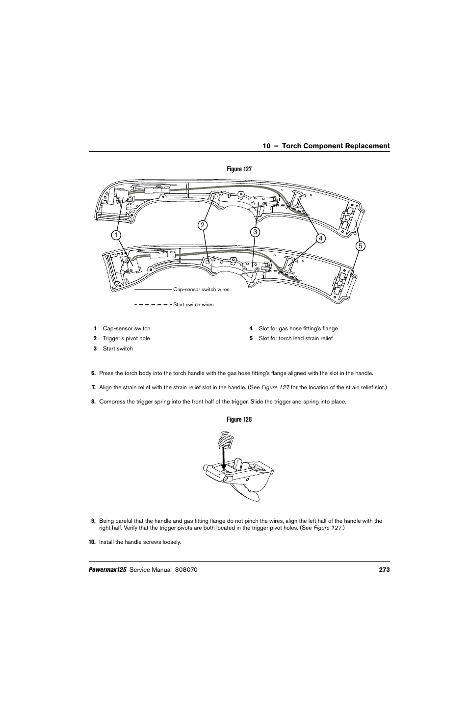 Or wires as shown in figure 127, Figure 127 | Hypertherm Powermax125 Service Manua User Manual | Page 273 / 317