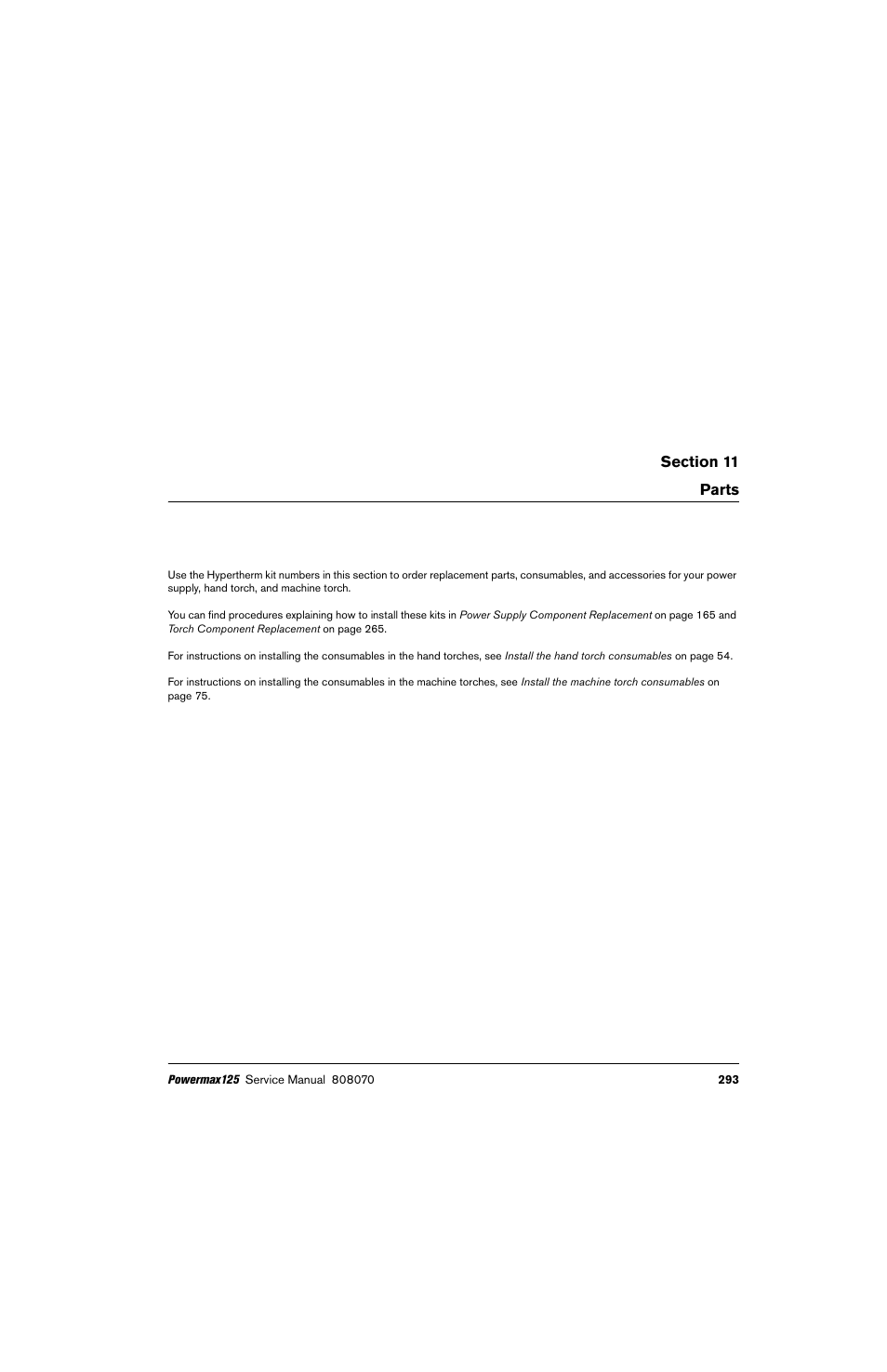 Parts | Hypertherm Powermax125 Service Manua User Manual | Page 293 / 317