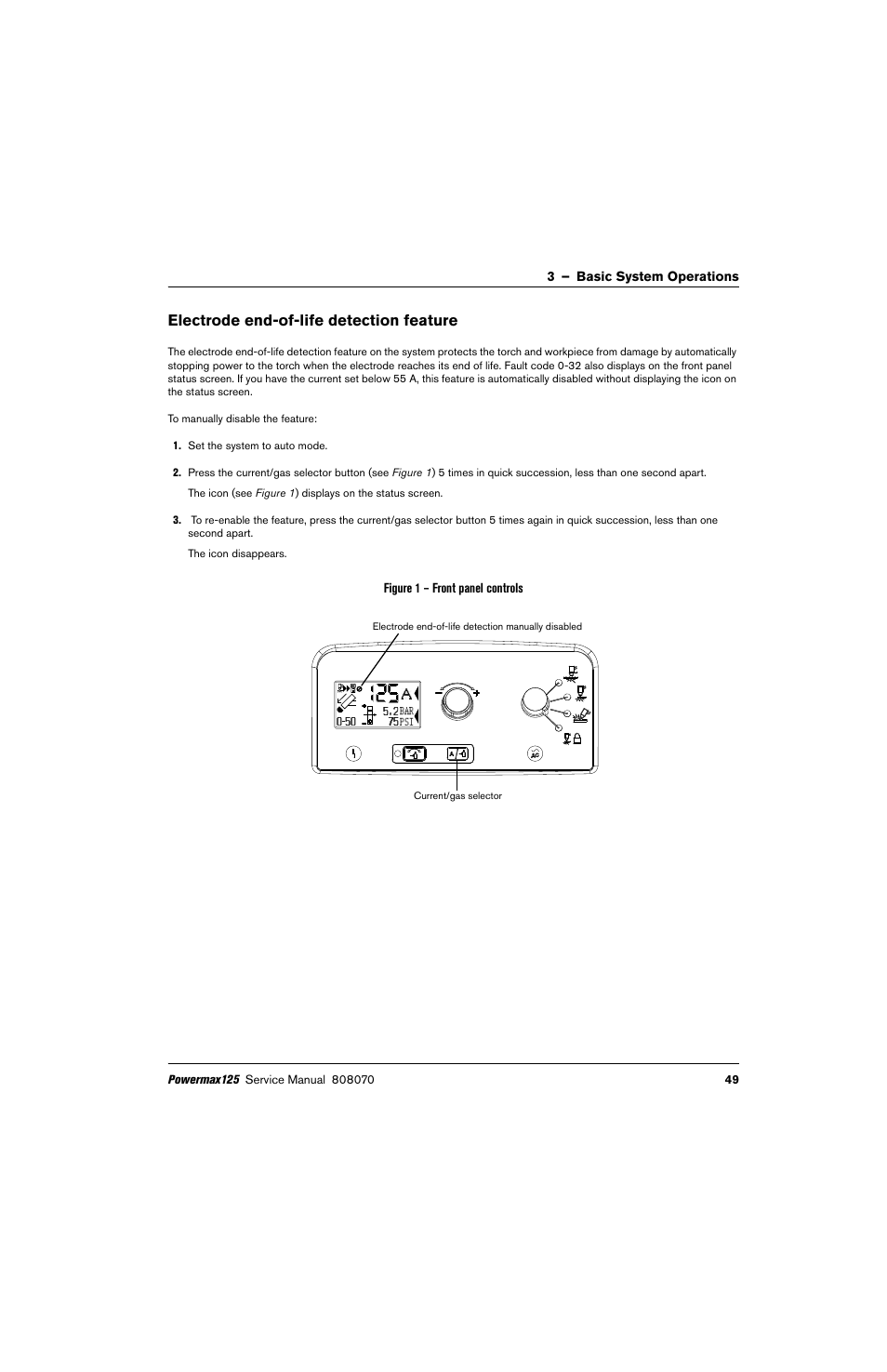 Electrode end-of-life detection feature | Hypertherm Powermax125 Service Manua User Manual | Page 49 / 317