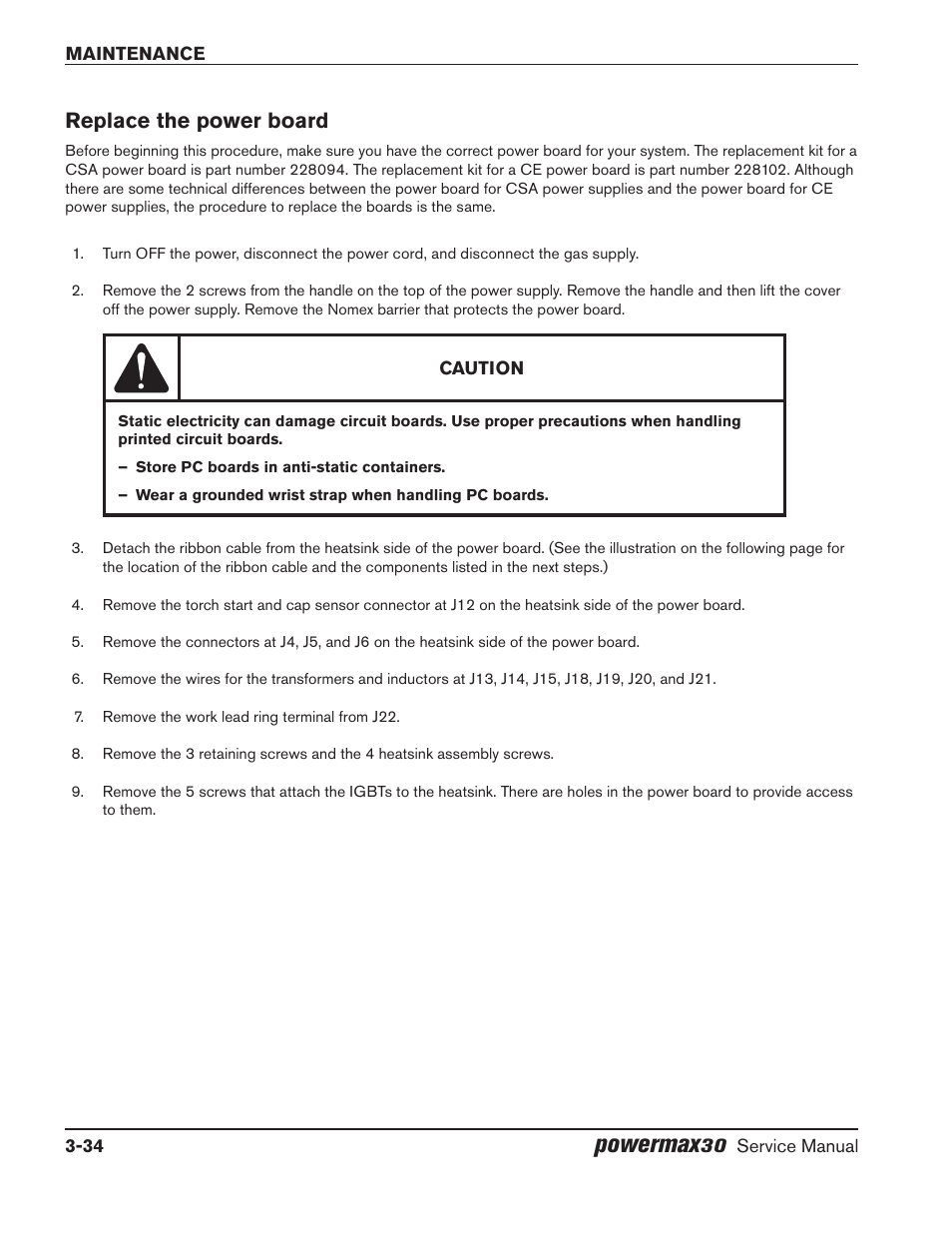 Hypertherm Powermax30 Service Manual power board replacement procedure update User Manual | 4 pages