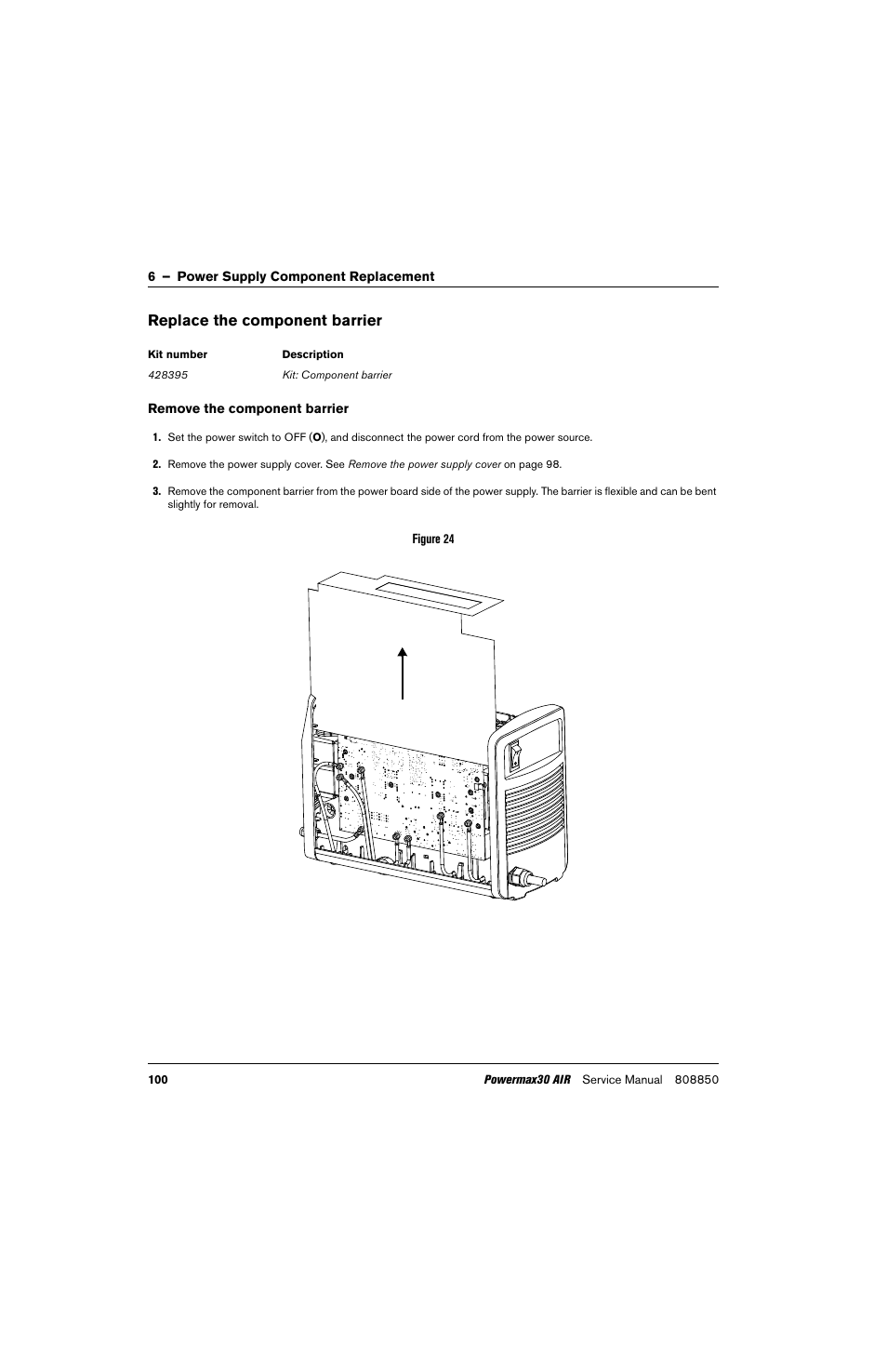 Replace the component barrier | Hypertherm Powermax30 AIR Service Manual User Manual | Page 100 / 223