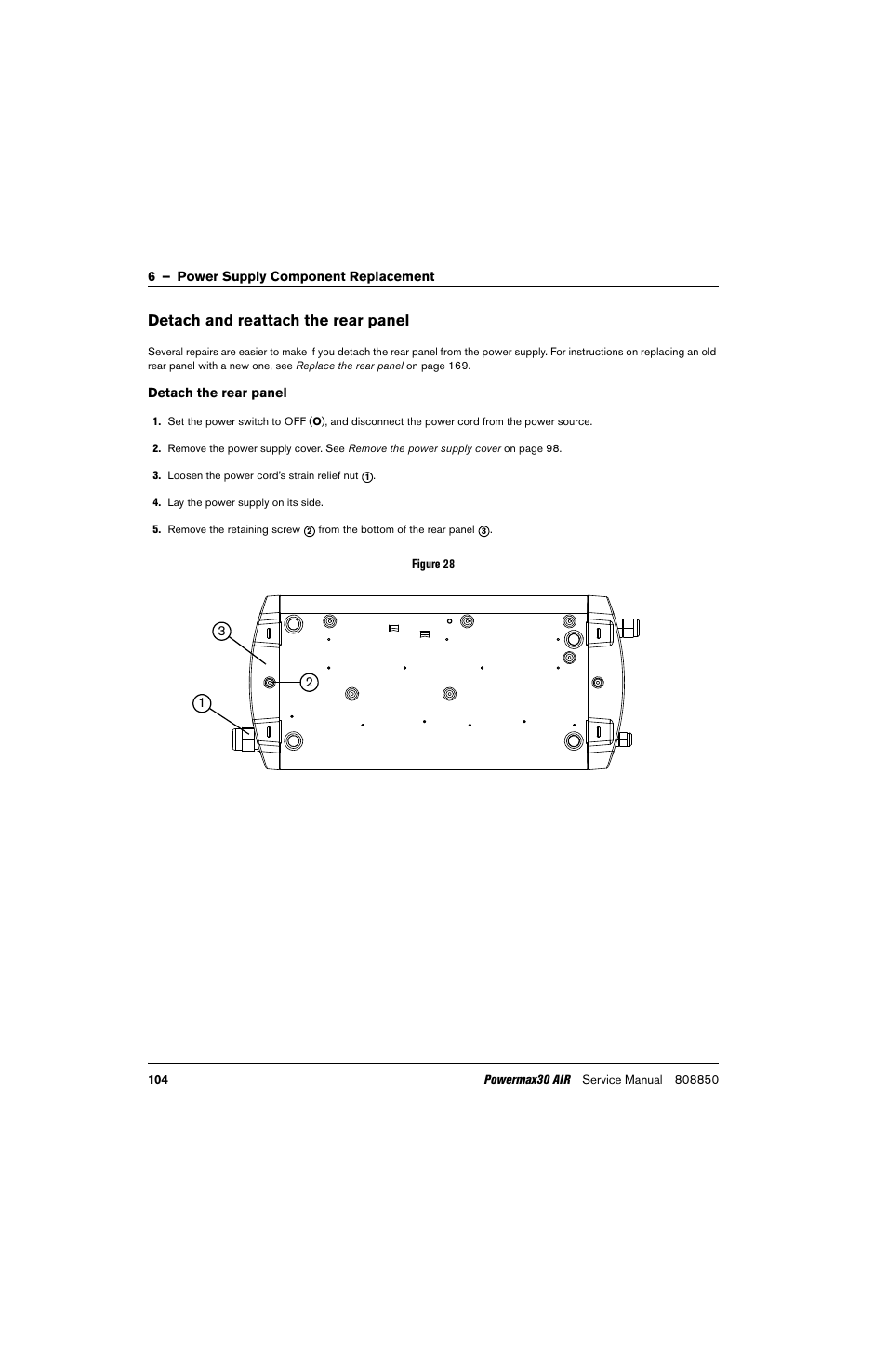 Detach and reattach the rear panel | Hypertherm Powermax30 AIR Service Manual User Manual | Page 104 / 223