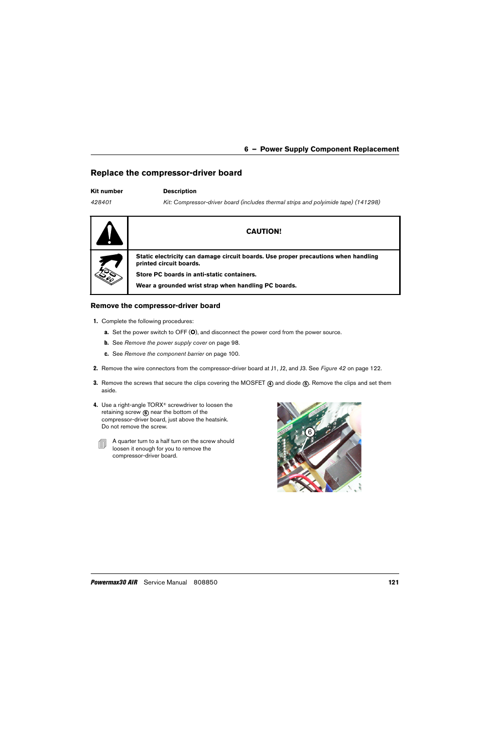 Replace the compressor-driver board | Hypertherm Powermax30 AIR Service Manual User Manual | Page 121 / 223