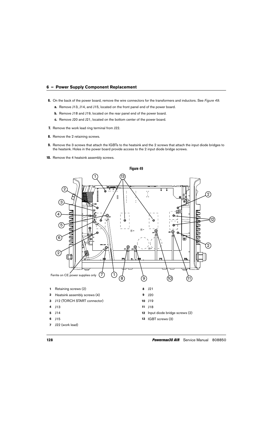 6 – power supply component replacement, Figure 49 | Hypertherm Powermax30 AIR Service Manual User Manual | Page 128 / 223