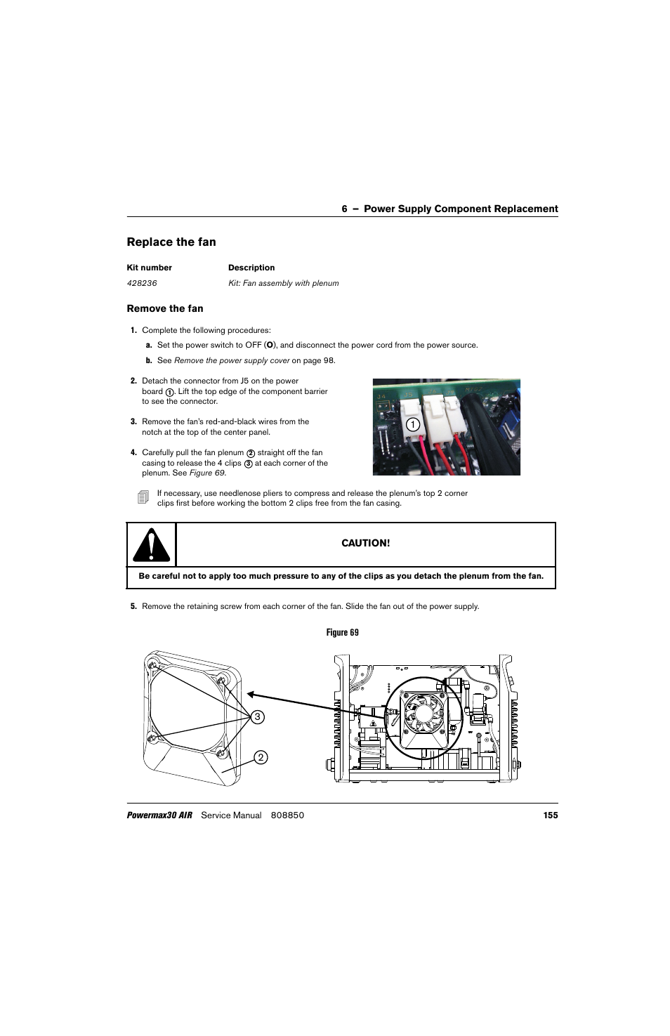 Replace the fan | Hypertherm Powermax30 AIR Service Manual User Manual | Page 155 / 223