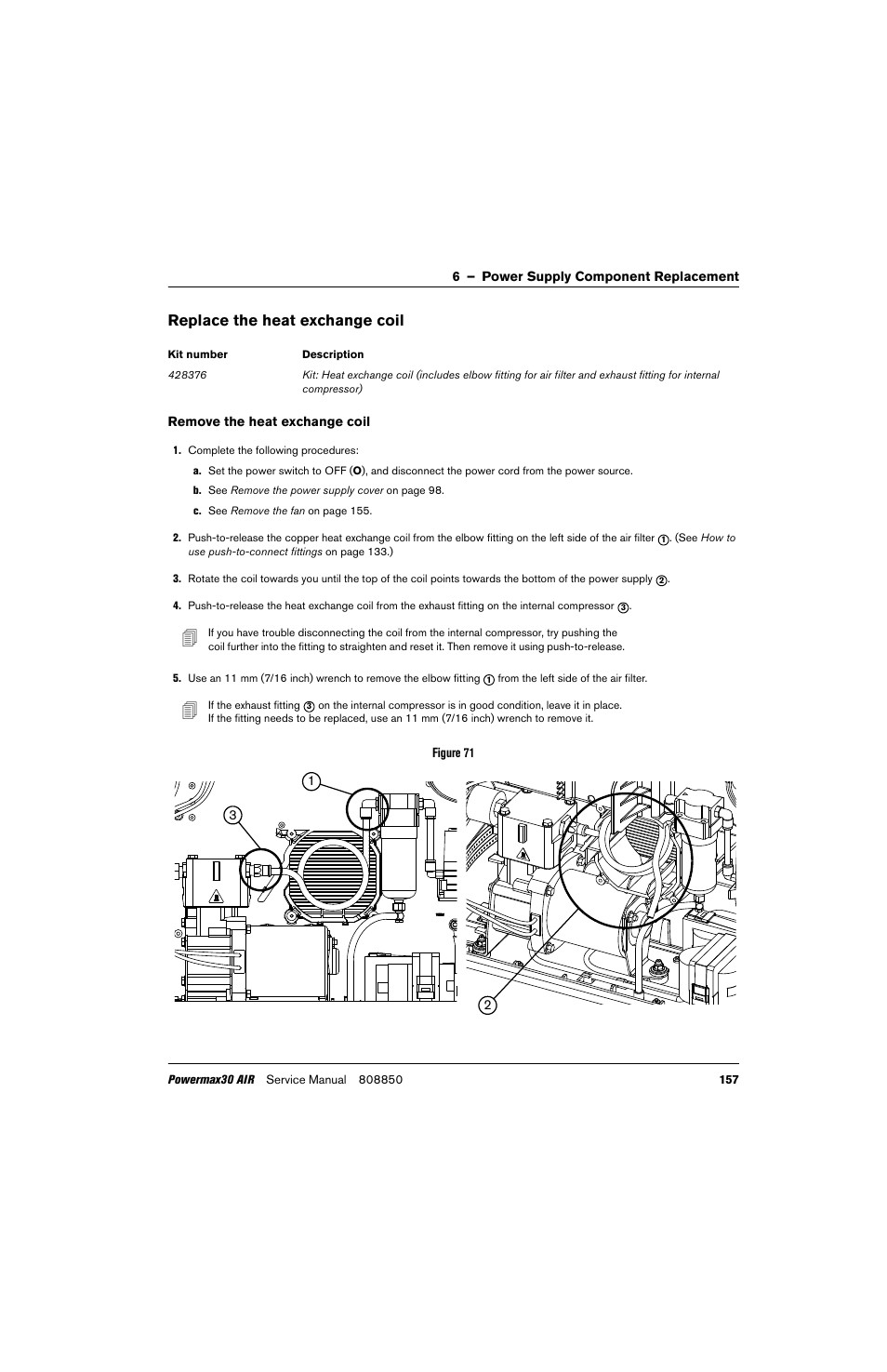 Replace the heat exchange coil | Hypertherm Powermax30 AIR Service Manual User Manual | Page 157 / 223