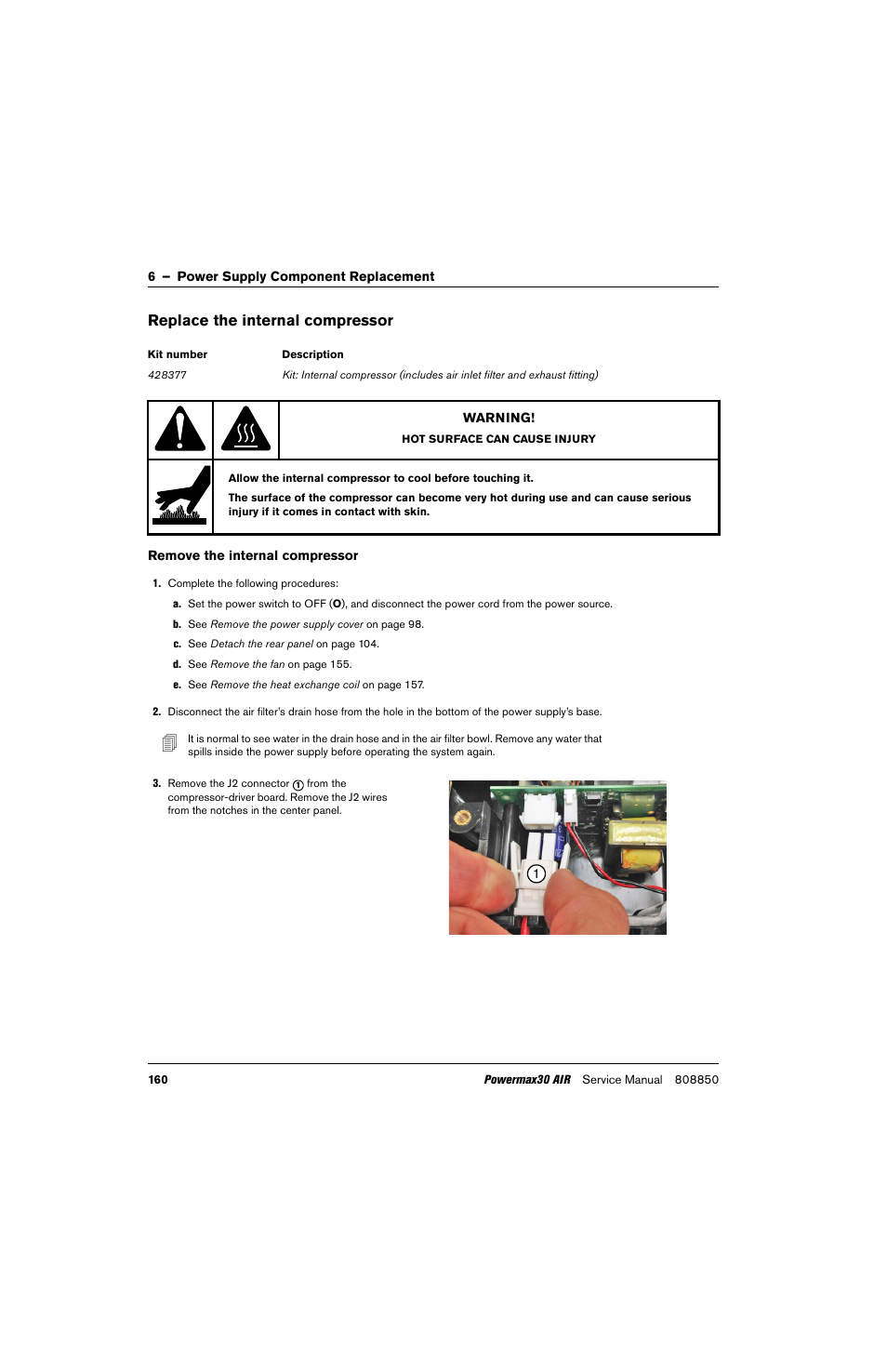Replace the internal compressor | Hypertherm Powermax30 AIR Service Manual User Manual | Page 160 / 223