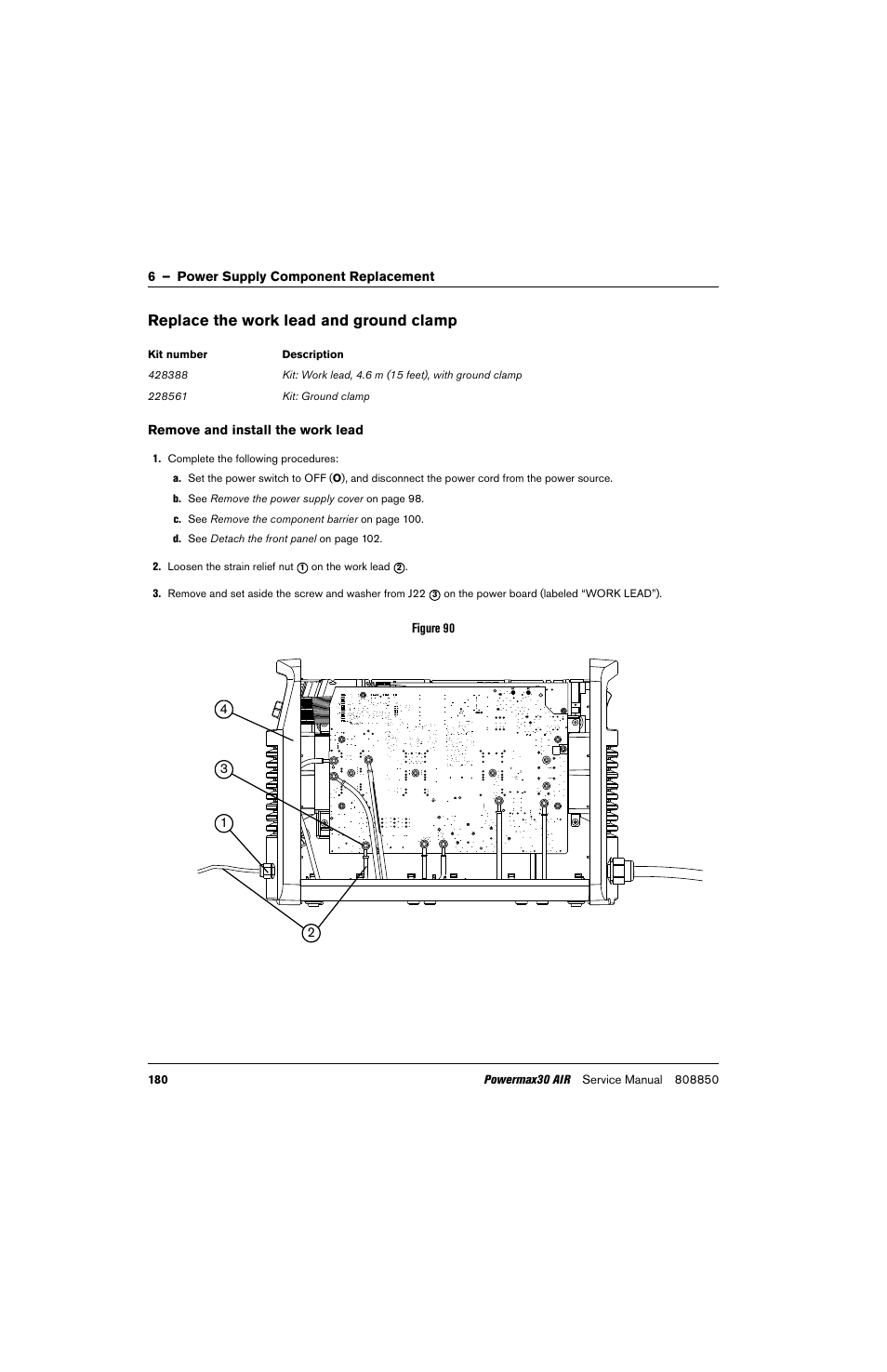 Replace the work lead and ground clamp | Hypertherm Powermax30 AIR Service Manual User Manual | Page 180 / 223
