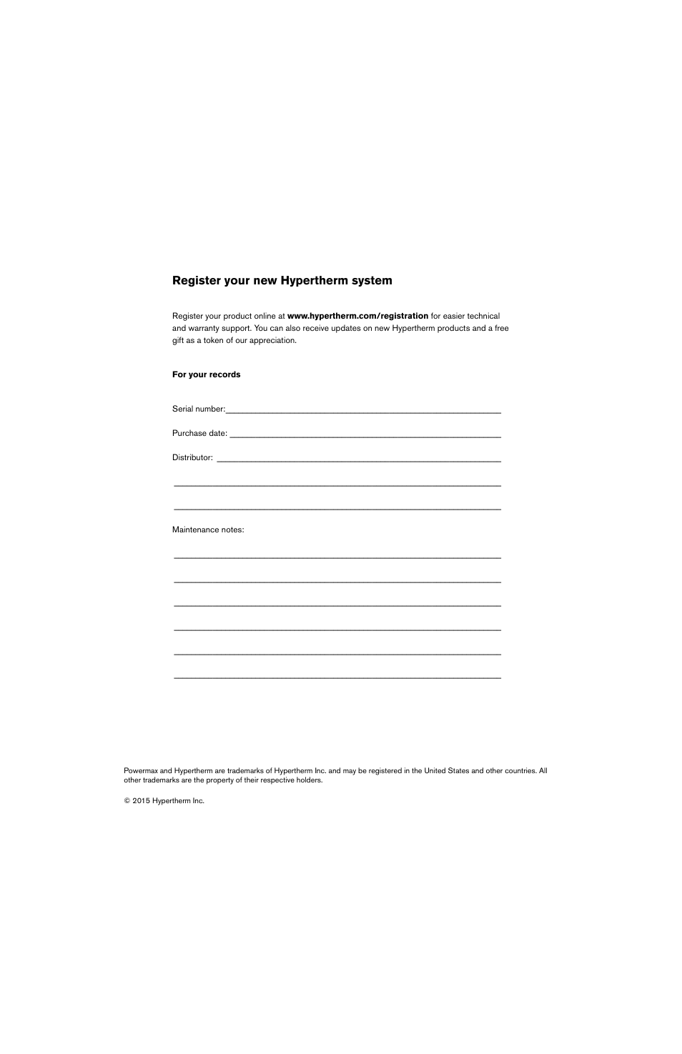 Register your new hypertherm system | Hypertherm Powermax30 AIR Service Manual User Manual | Page 2 / 223