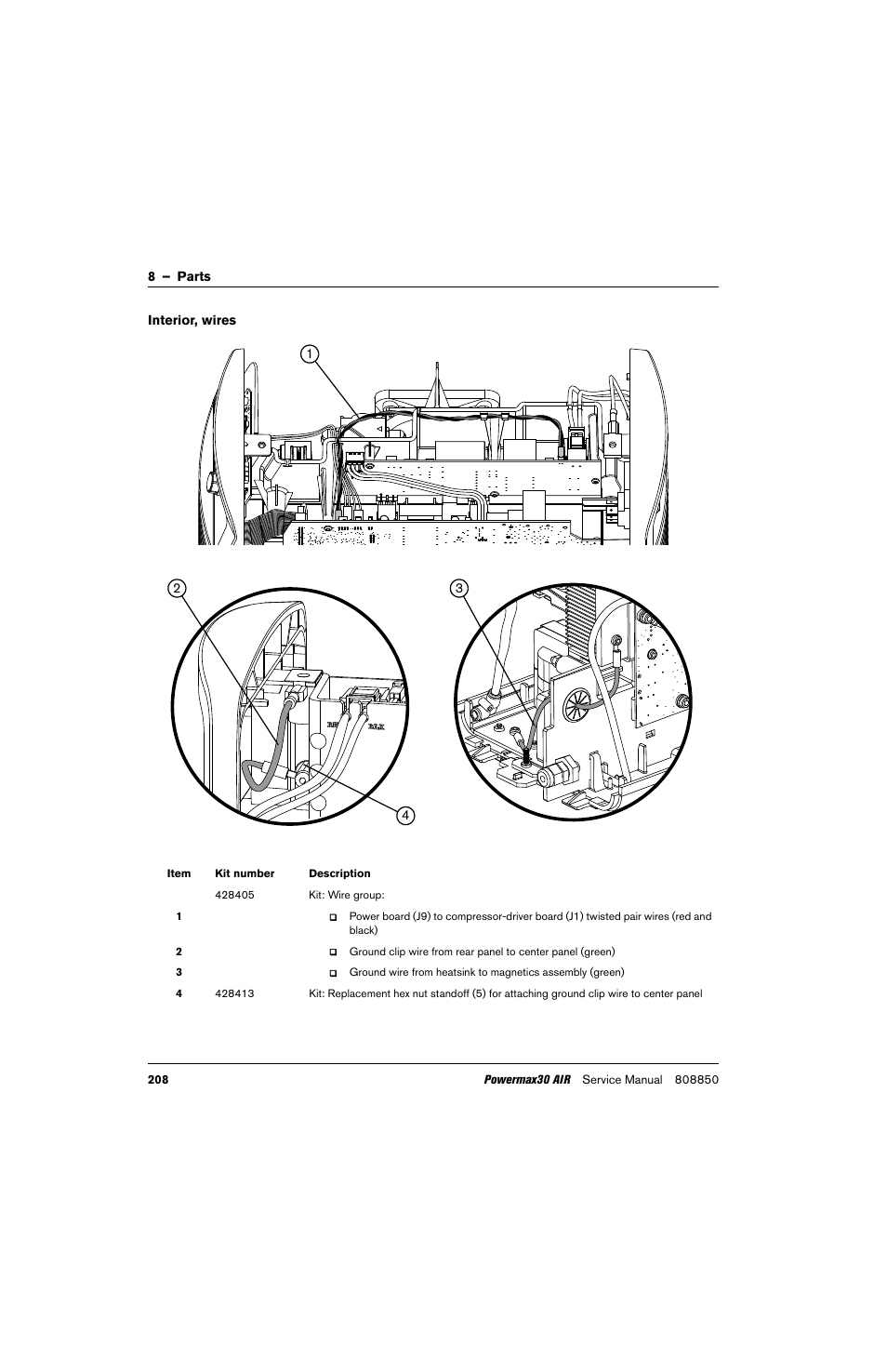 Interior, wires, Kit: wire group | Hypertherm Powermax30 AIR Service Manual User Manual | Page 208 / 223