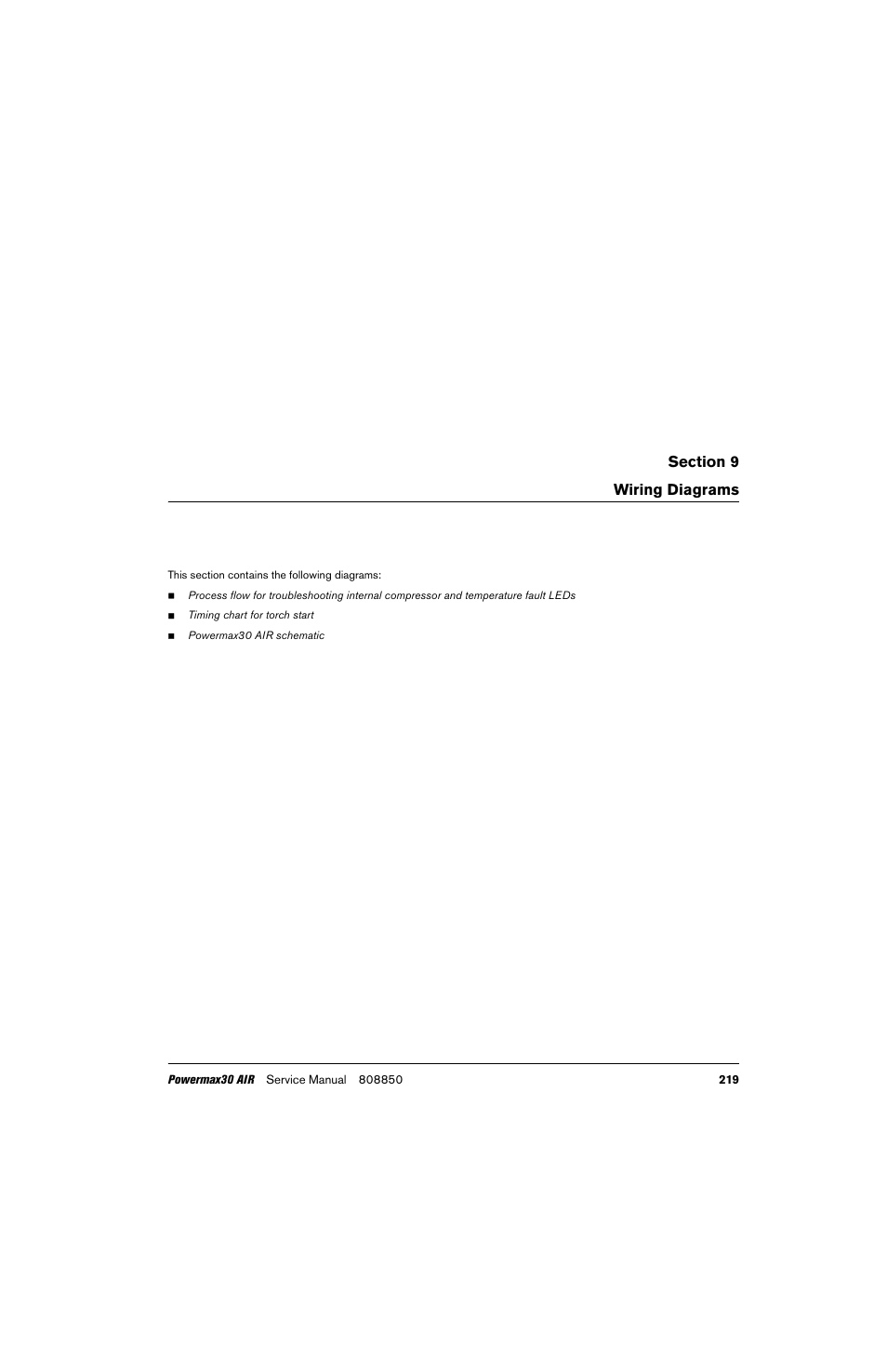 Wiring diagrams | Hypertherm Powermax30 AIR Service Manual User Manual | Page 219 / 223