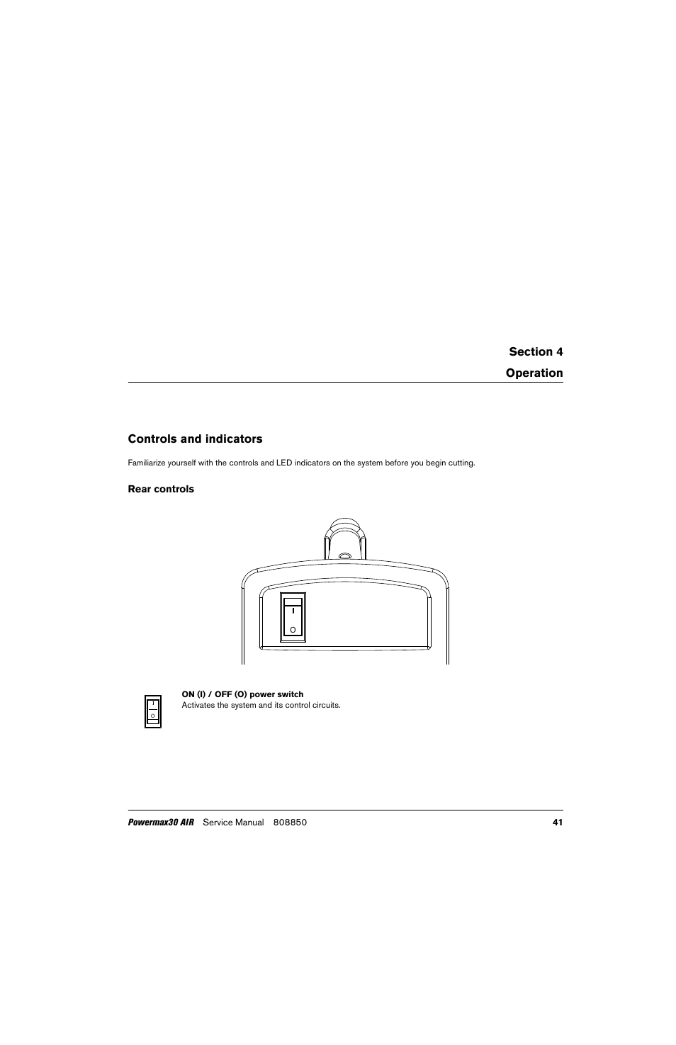 Operation, Controls and indicators, Rear controls | Hypertherm Powermax30 AIR Service Manual User Manual | Page 41 / 223