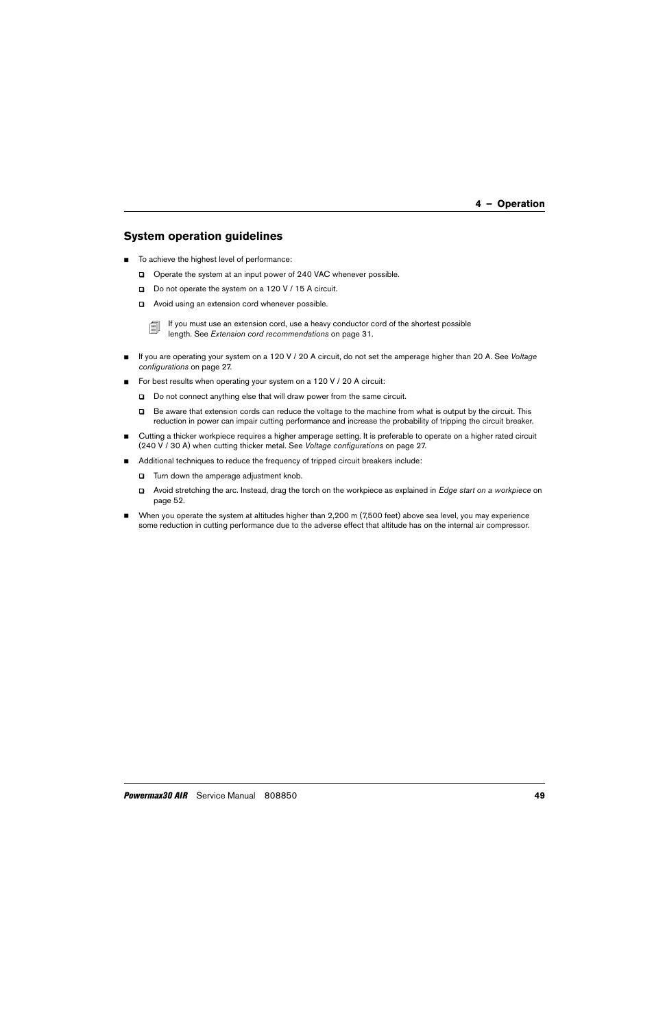 System operation guidelines | Hypertherm Powermax30 AIR Service Manual User Manual | Page 49 / 223