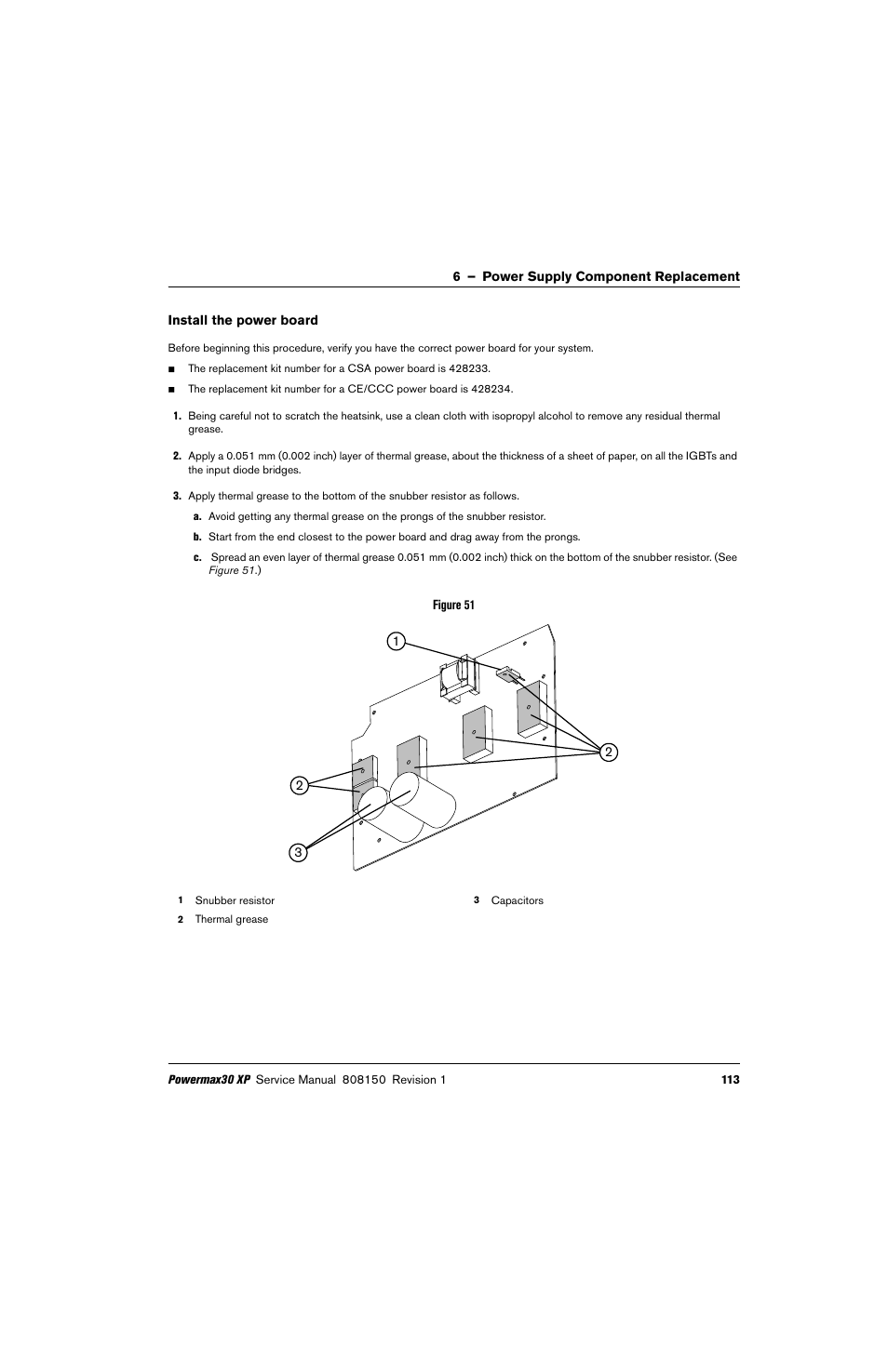 Install the power board | Hypertherm Powermax30 XP Service Manual User Manual | Page 113 / 201