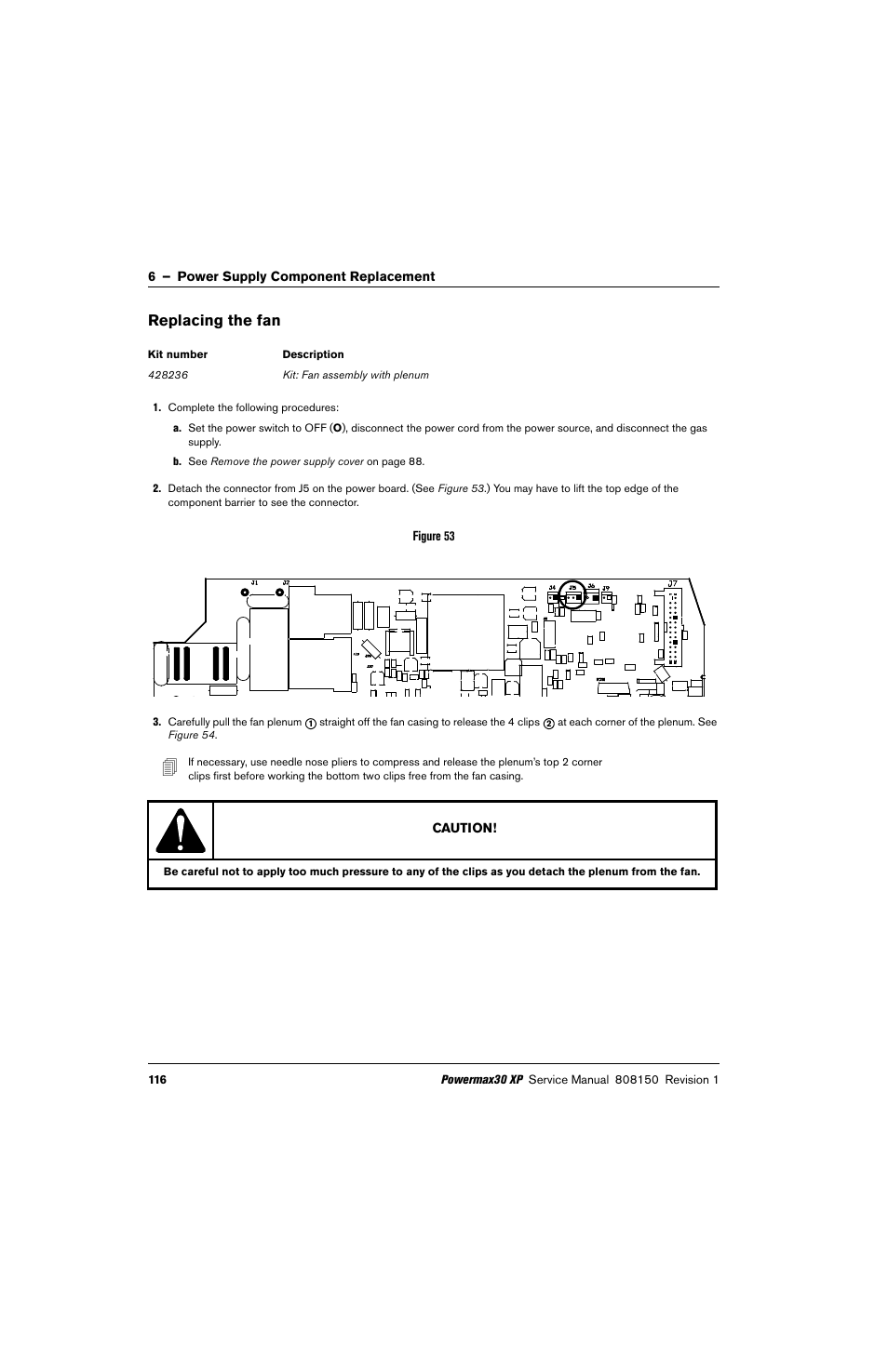 Replacing the fan | Hypertherm Powermax30 XP Service Manual User Manual | Page 116 / 201