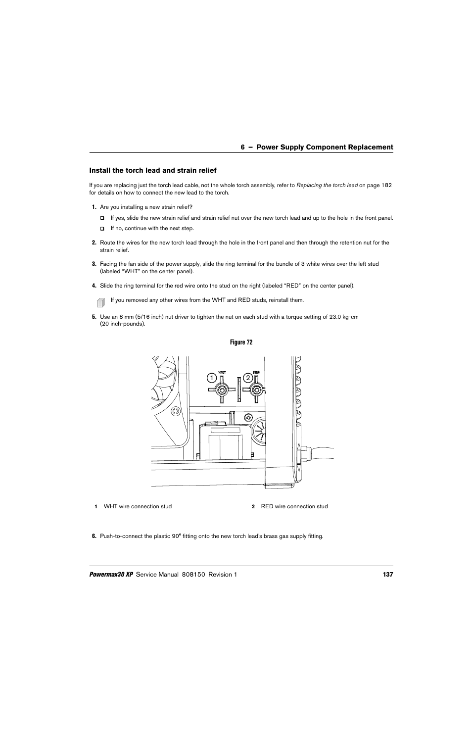Install the torch lead and strain relief | Hypertherm Powermax30 XP Service Manual User Manual | Page 137 / 201