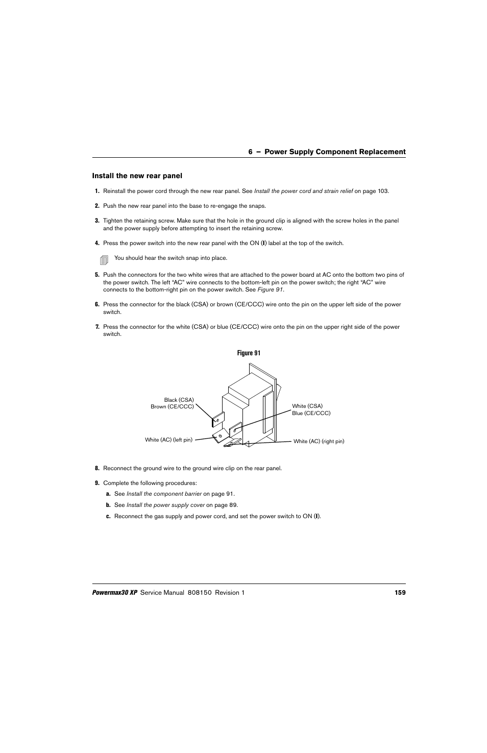 Install the new rear panel | Hypertherm Powermax30 XP Service Manual User Manual | Page 159 / 201