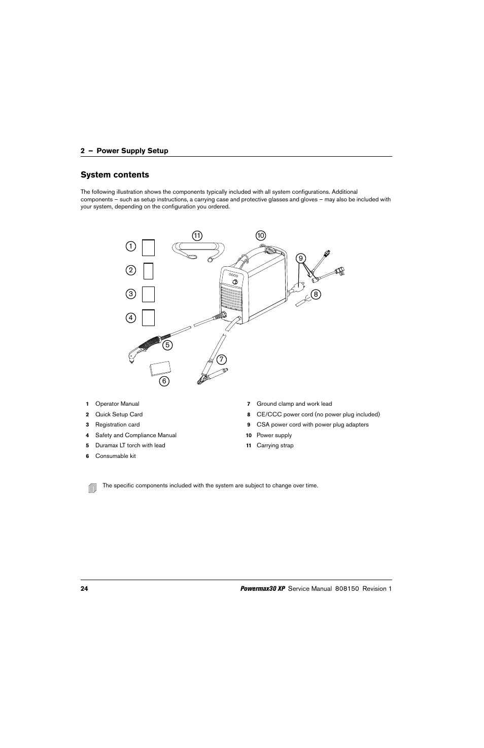 System contents | Hypertherm Powermax30 XP Service Manual User Manual | Page 24 / 201