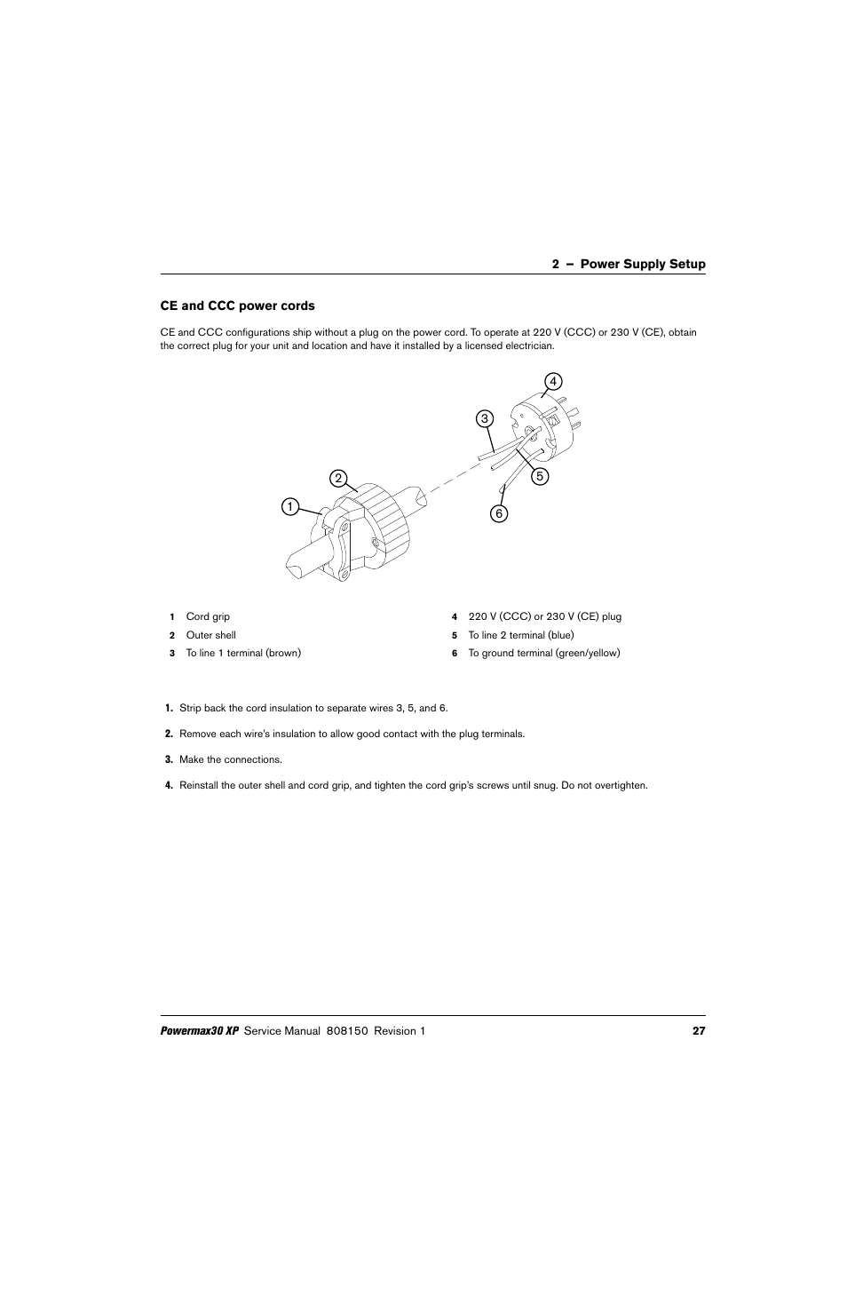 Ce and ccc power cords | Hypertherm Powermax30 XP Service Manual User Manual | Page 27 / 201