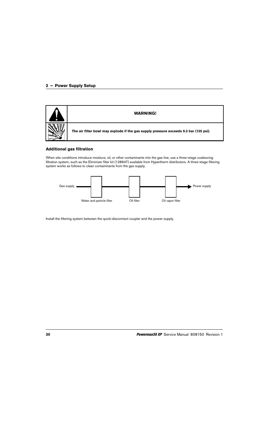 Additional gas filtration | Hypertherm Powermax30 XP Service Manual User Manual | Page 30 / 201