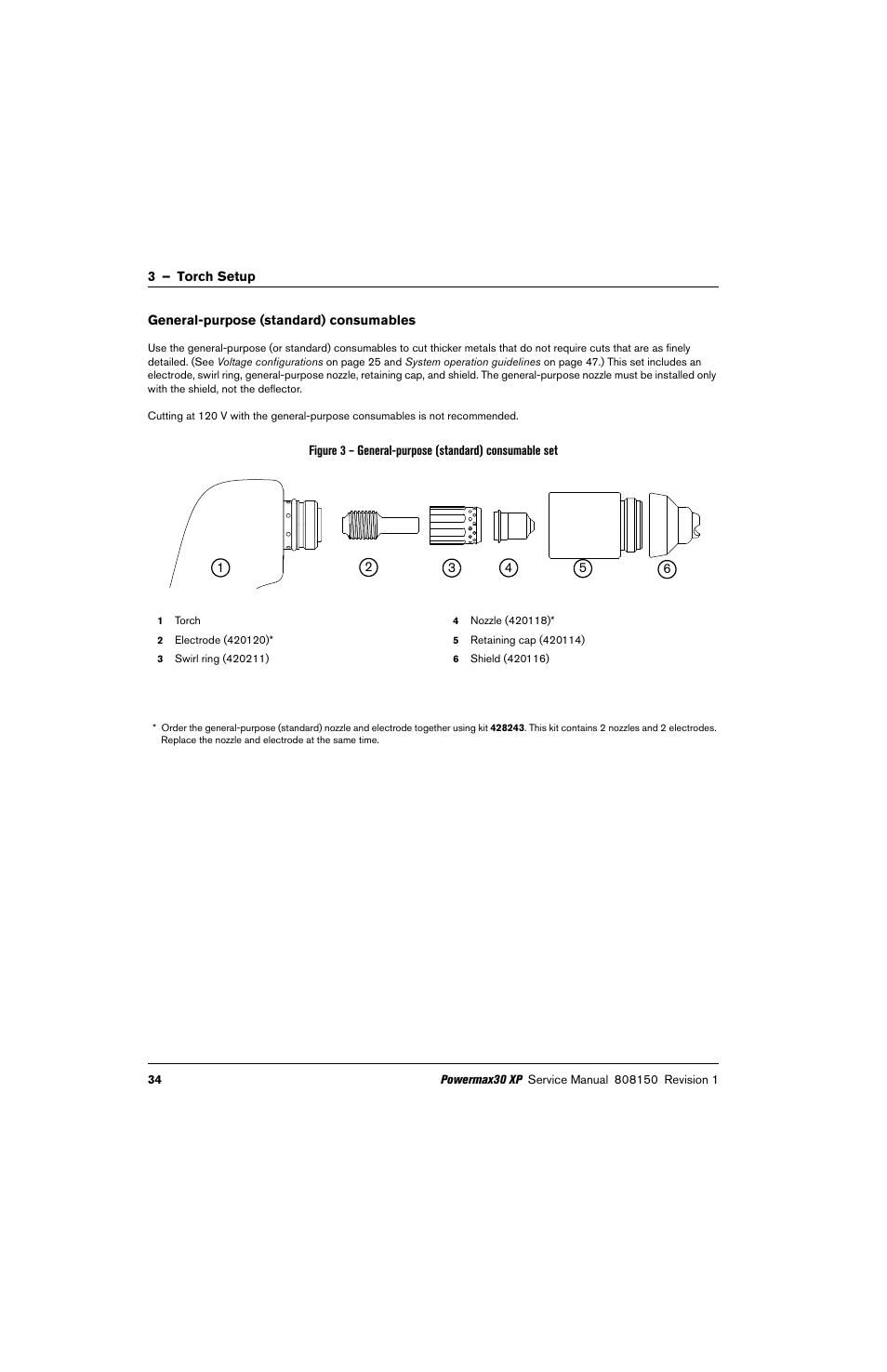 General-purpose (standard) consumables | Hypertherm Powermax30 XP Service Manual User Manual | Page 34 / 201