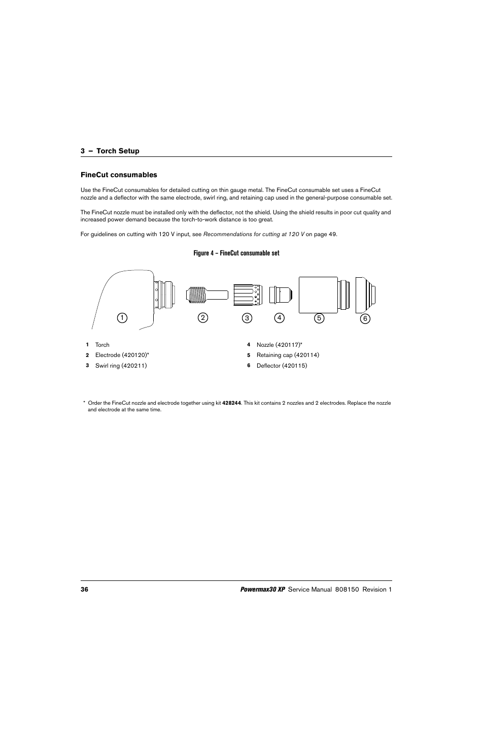 Finecut consumables | Hypertherm Powermax30 XP Service Manual User Manual | Page 36 / 201