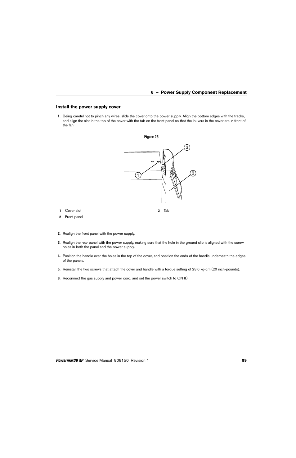 Install the power supply cover | Hypertherm Powermax30 XP Service Manual User Manual | Page 89 / 201