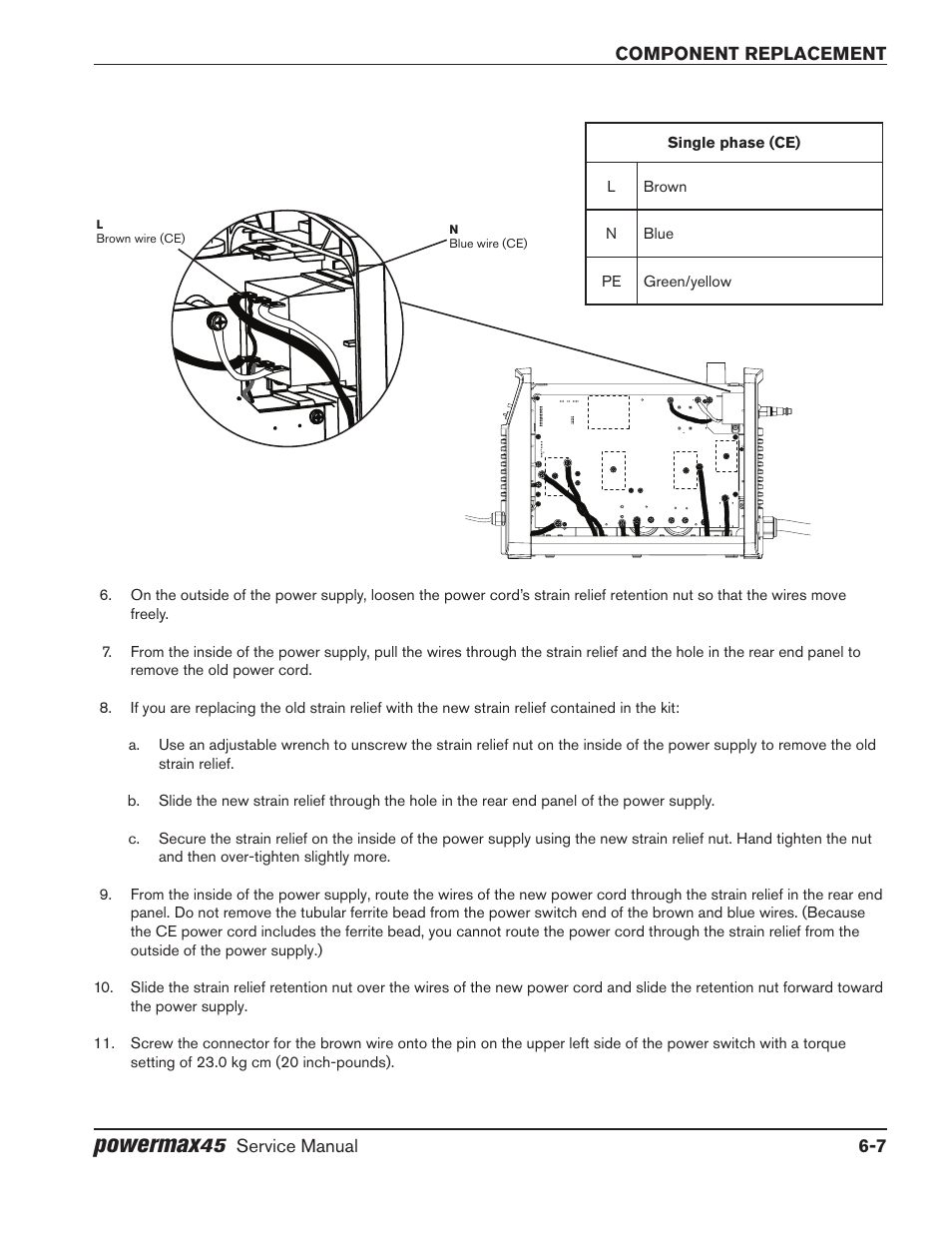 Powermax, Component replacement, Service manual 6-7 | Hypertherm Powermax45 Service Manual User Manual | Page 111 / 149