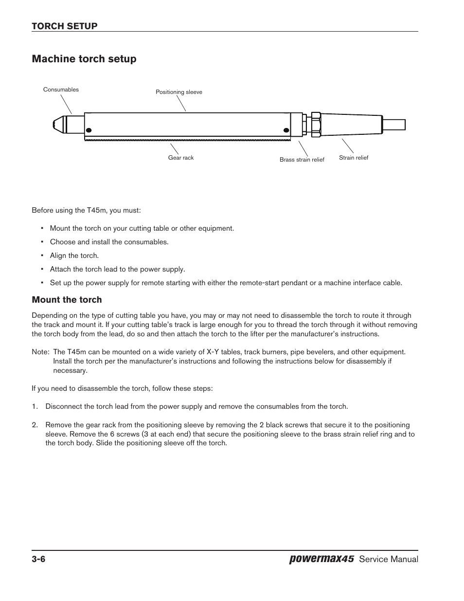 Machine torch setup, Mount the torch, Machine torch setup -6 | Mount the torch -6, Powermax | Hypertherm Powermax45 Service Manual User Manual | Page 36 / 149