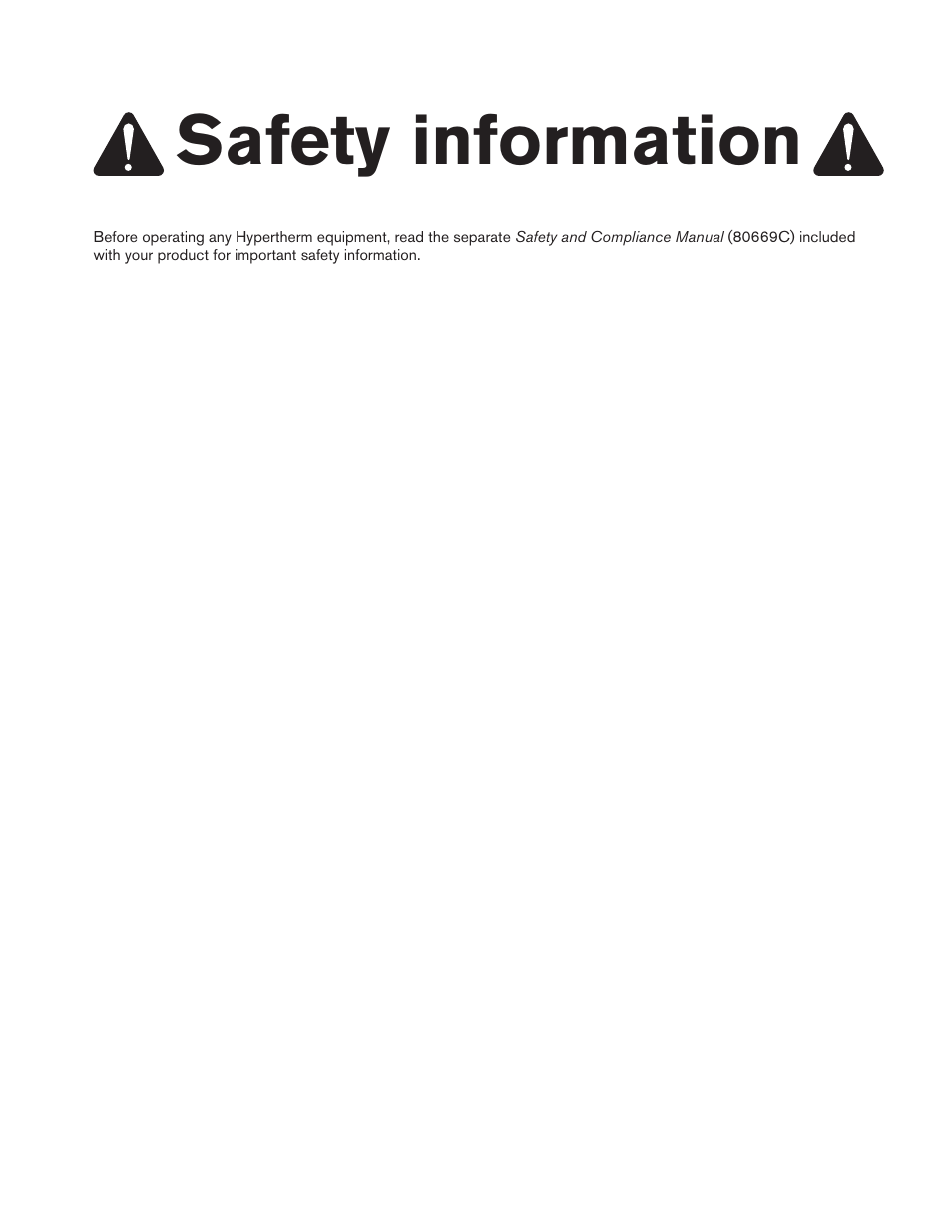 Safety information | Hypertherm Powermax45 Service Manual User Manual | Page 5 / 149