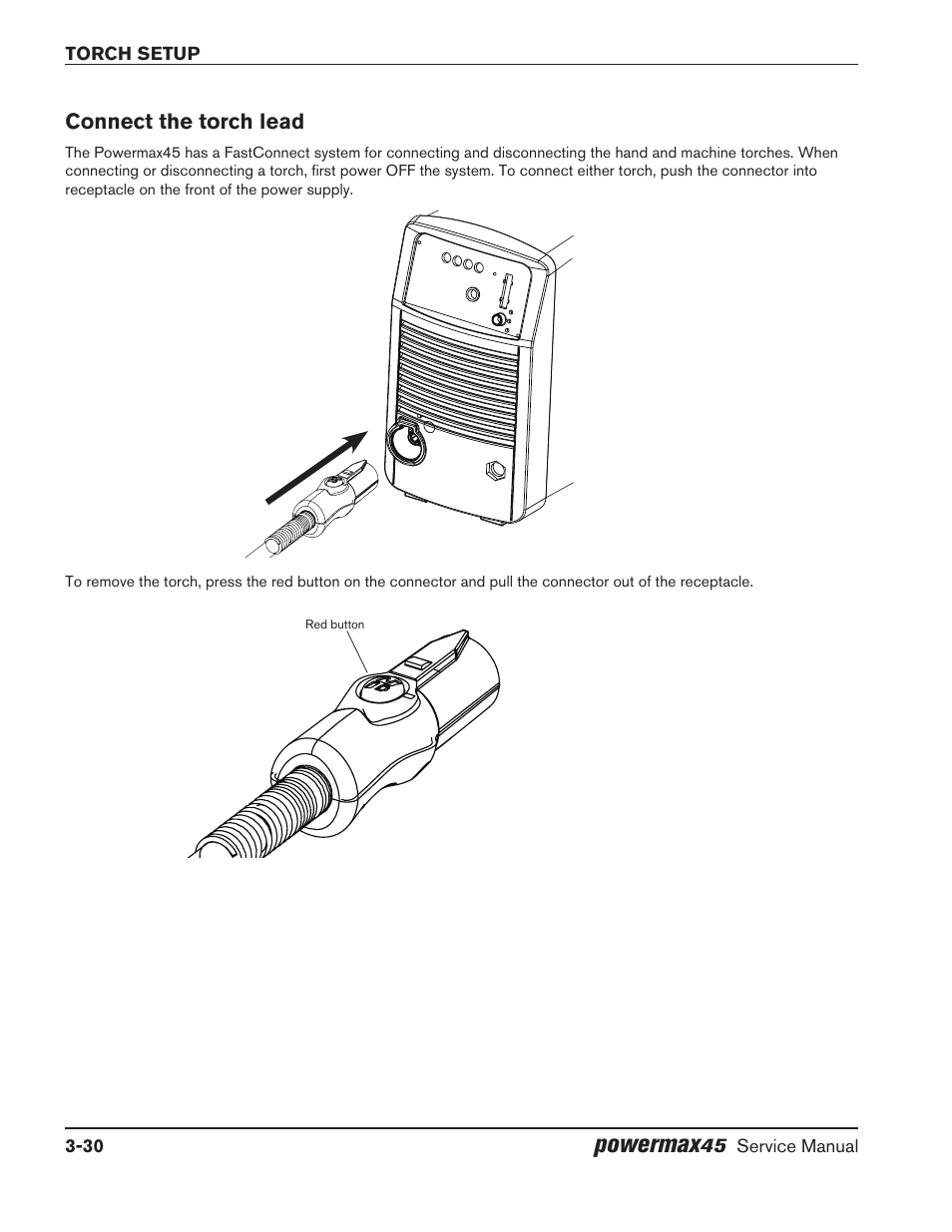 Connect the torch lead, Connect the torch lead -30, Powermax | Hypertherm Powermax45 Service Manual User Manual | Page 60 / 149